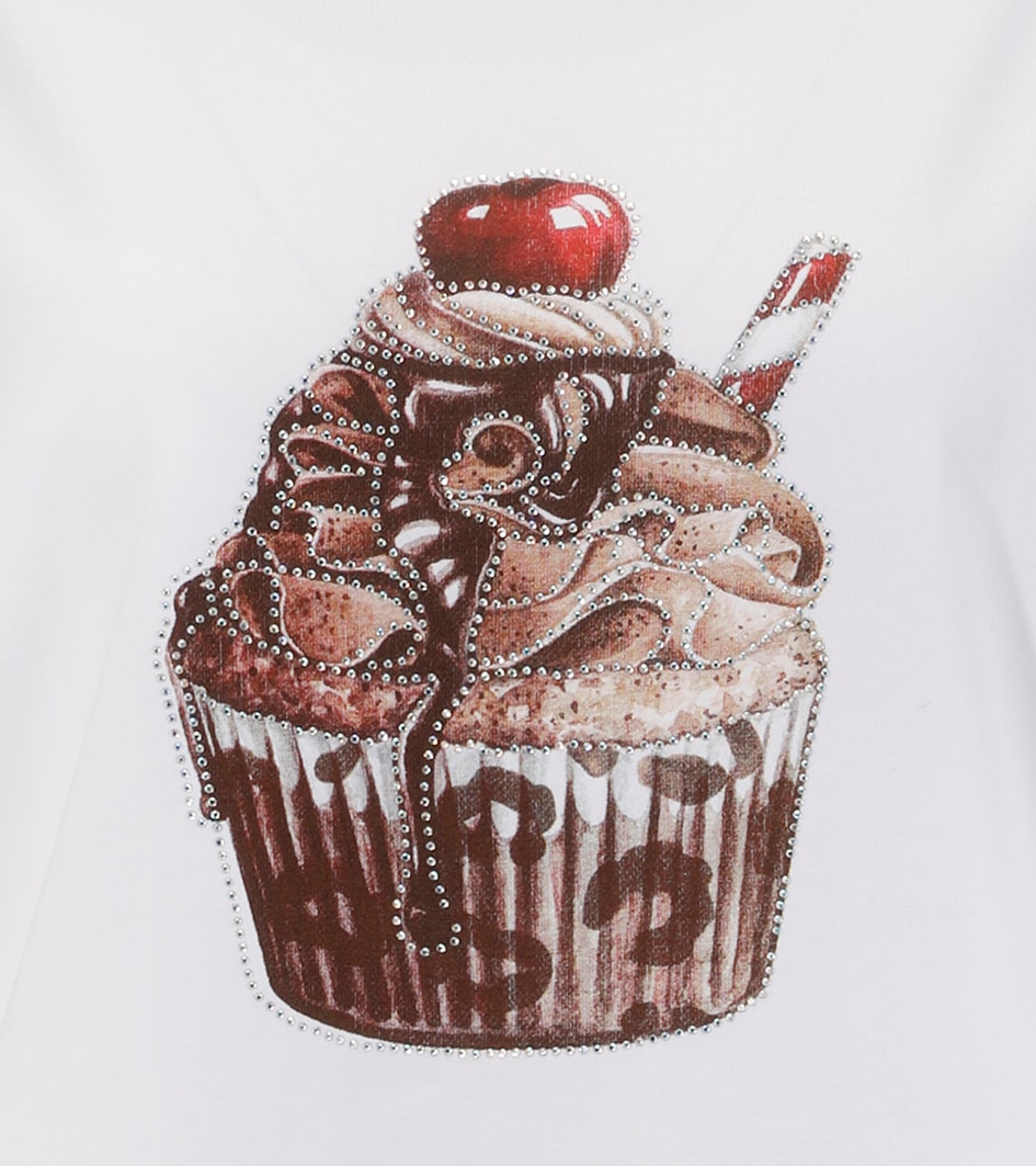 Aniston CASUAL T-Shirt, mit Glitzersteinchen verzierter Cupcake-Frontdruck - NEUE KOLLEKTION