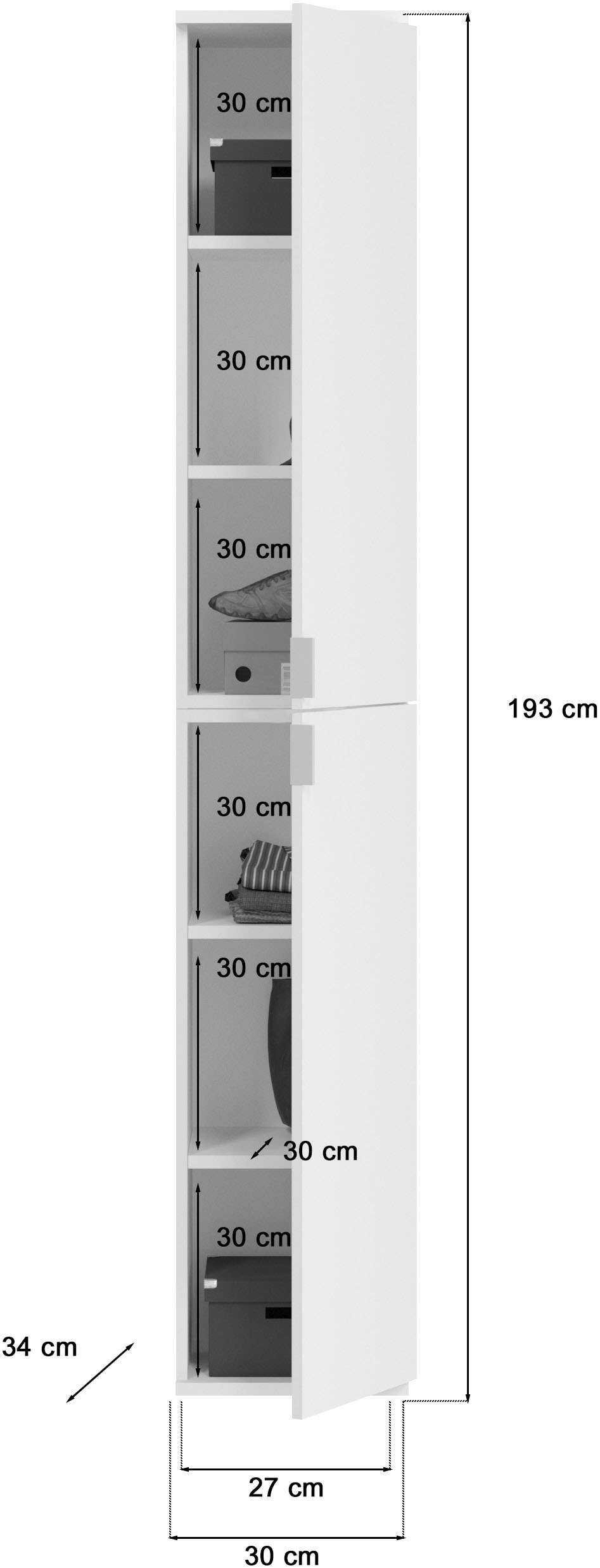 INOSIGN Garderoben-Set »Trondheim, Breite 152 cm, 5-teilig, bestehend aus:«, (Set, 4 St.), 2x Garderobenschrank, 1 Kommode, 1 Garderobenstange, 1 Ablageboden