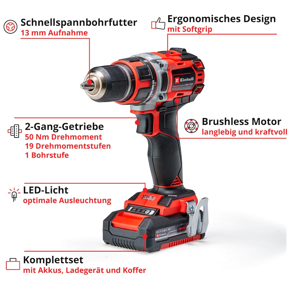 Einhell Akku-Bohrschrauber »TE-CD 18/50 Li BL«