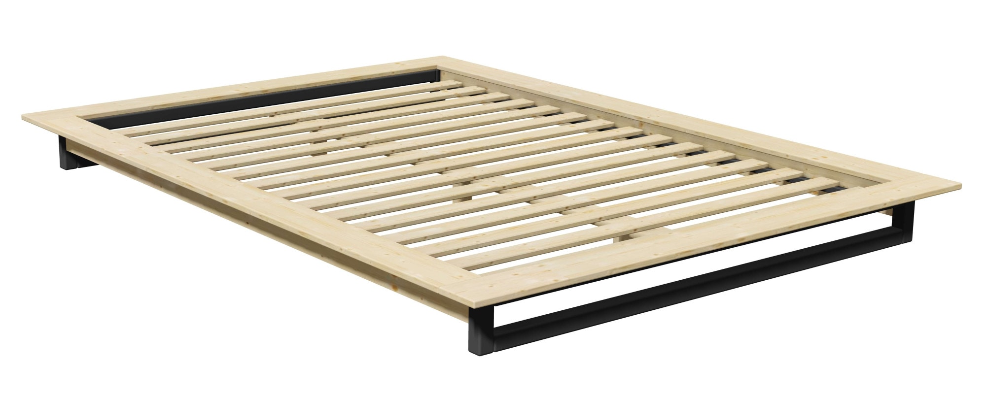 OTTO home Futonbett »Kobe, Massivholzbett aus Kiefer im Industrial Design, 200 KG belastbar« B/T/H:165/225/18,1 cm,  stabiles Kufengestell,  rundum Ablagefläche, FSC, Made in Europe
