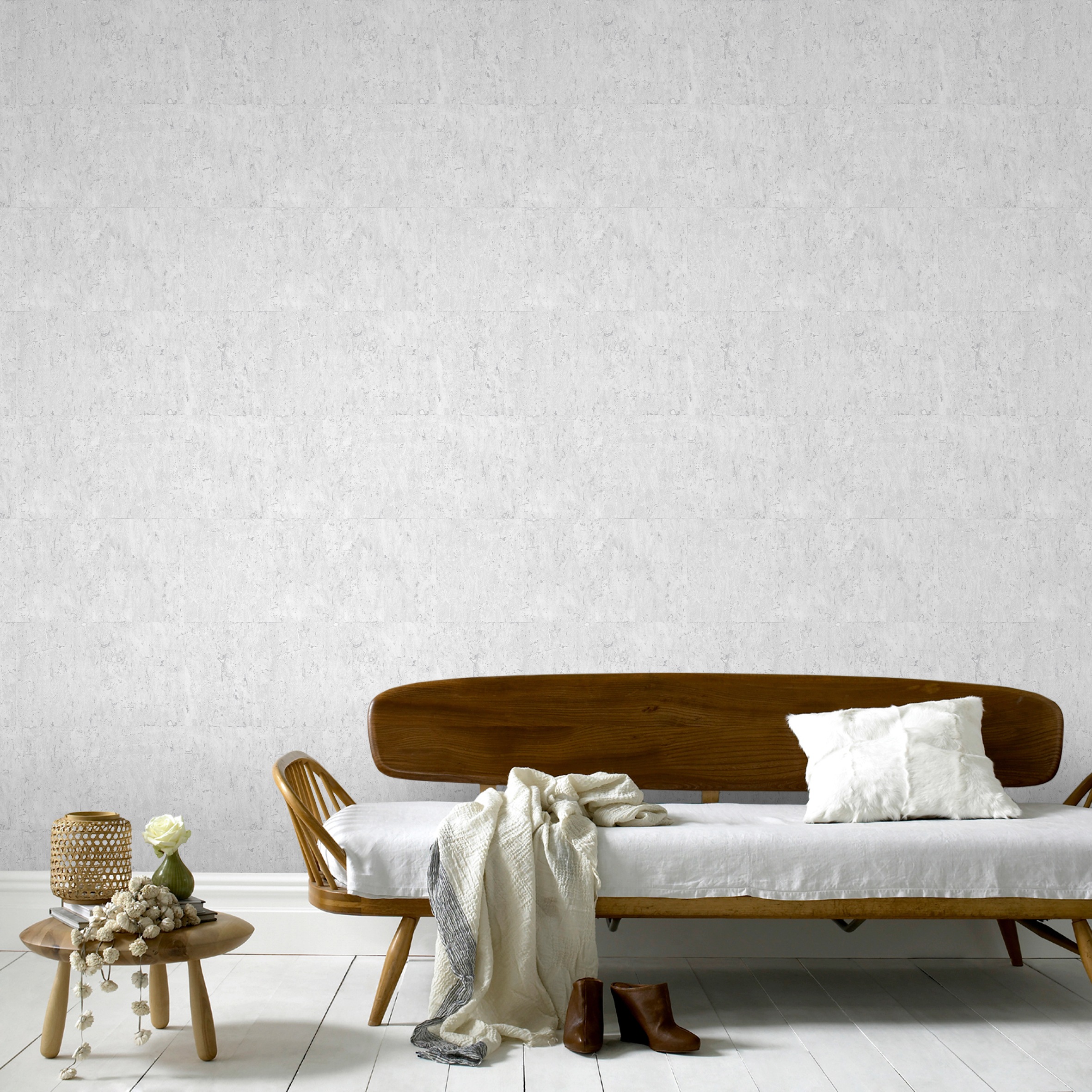 WOW Vliestapete »Kork Luxe« aufgeschäumt Hellgrau - 10m x 52cm