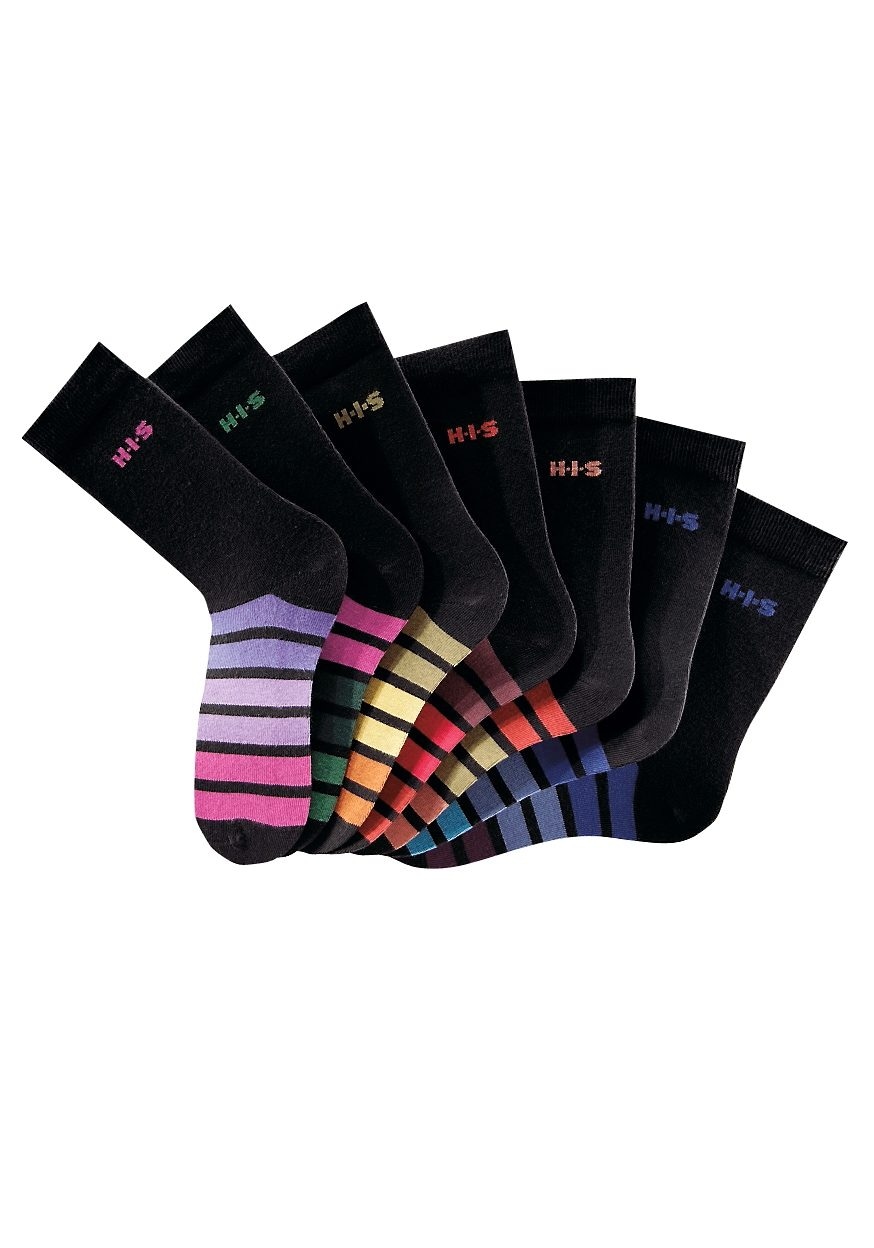 H.I.S Freizeitsocken, (Set, Online-Shop bestellen Paar), buntem im Ringelmuster mit 7