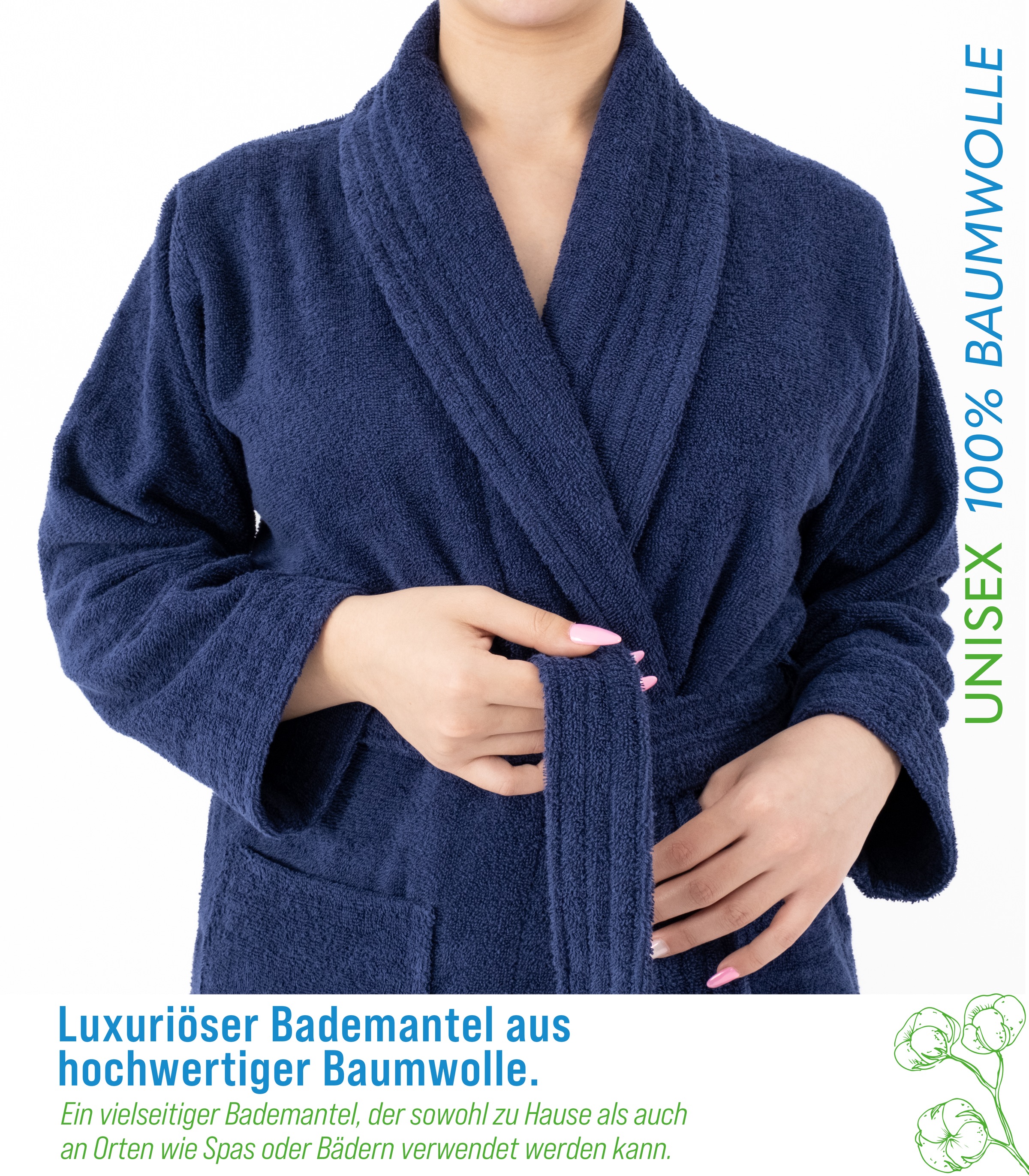 HAMMETEX Bademantel »Bademantel 100% Baumwolle Unisex, 400 GSM, Weich & Saugfähig«, (Packung), ideal für Sauna & Spa, Hotelbademantel, Morgenmantel