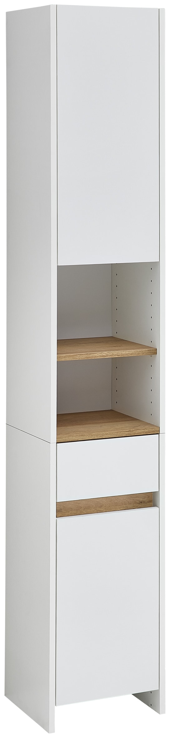 Saphir Badmöbel-Set »Quickset 100, Waschbeckenunterschrank mit Spiegelschrank«, (5 St.), Badezimmer-Set mit Unterschrank, Hängeschrank und Hochschrank in Weiß