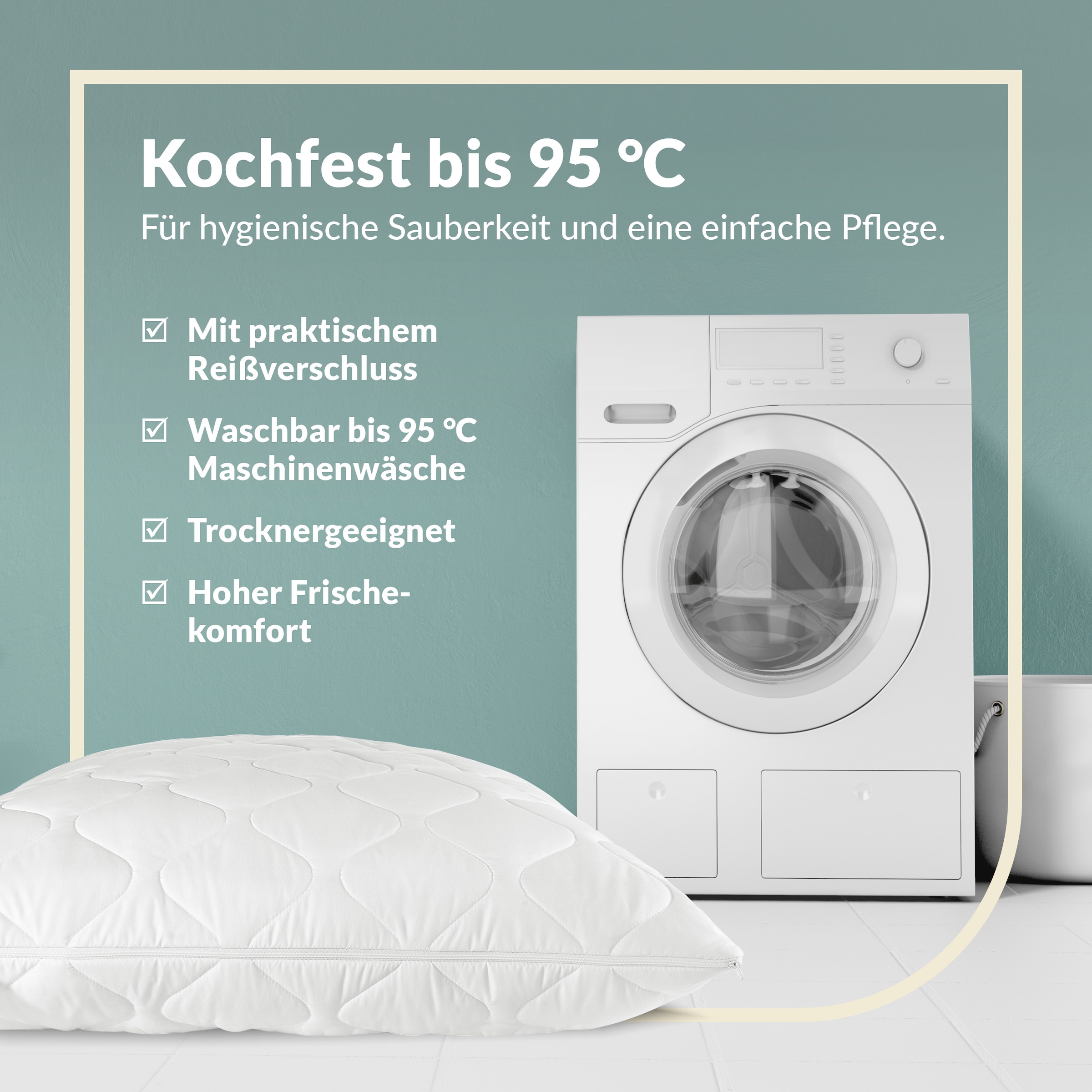 fan Microfaserkissen »Kansas, mit Baumwollbezug und Reißverschluss« Füllung: 100% Microfaser 1 Stk. tlg. in 40x80 oder 80x80 cm, Kopfkissen aus Microfaser, Made in Germany