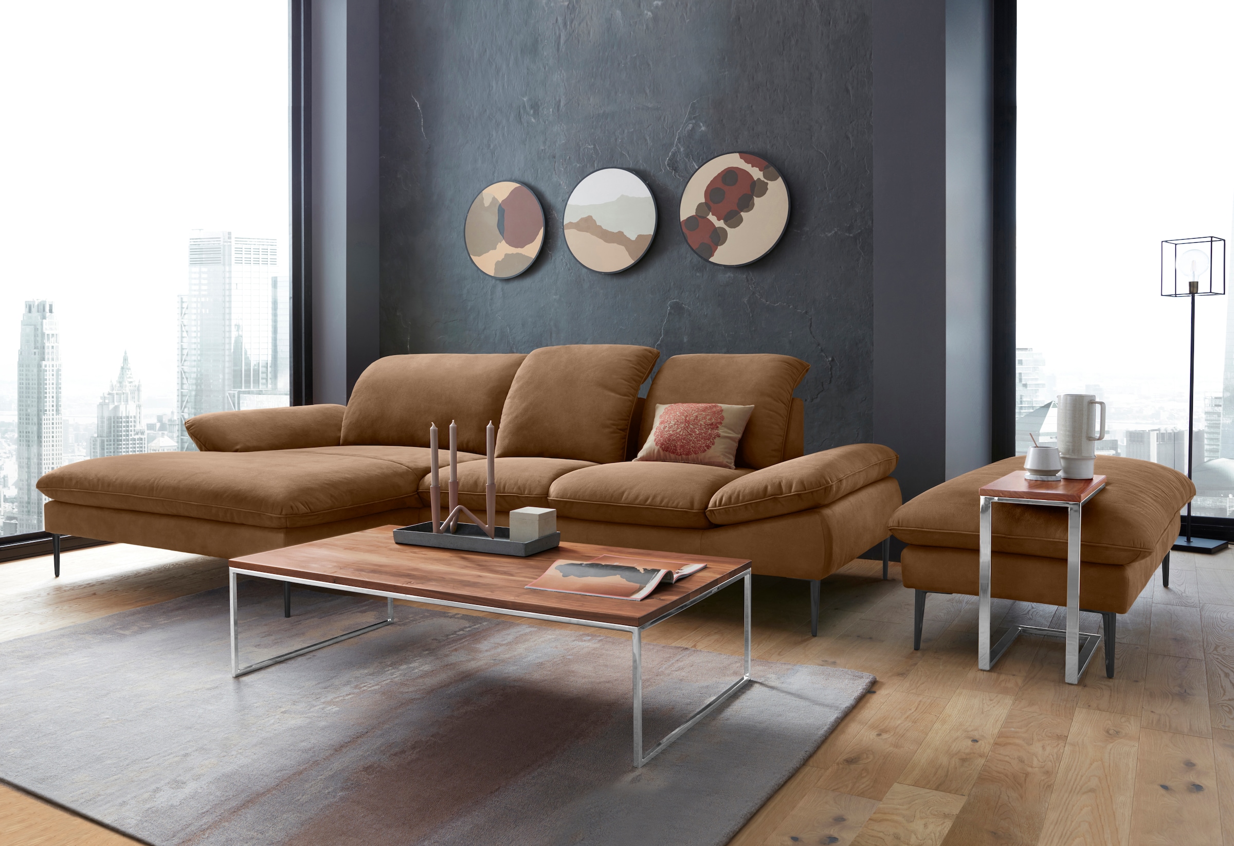 W.SCHILLIG Ecksofa »enjoy&MORE, Designsofa, elegant und bequem, L-Form« Sitztiefenverstellung, Füße schwarz pulverbeschichtet, Breite 310 cm