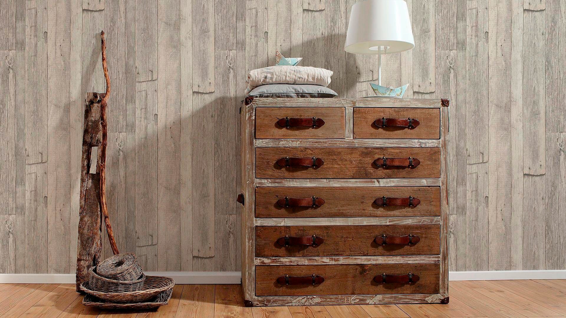 living walls Vliestapete »Best of Wood`n Stone 2nd Edition«, Holz-realistisch-gestreift, Tapete Holzoptik matt leicht strukturiert Tapeten Wohnzimmer modern