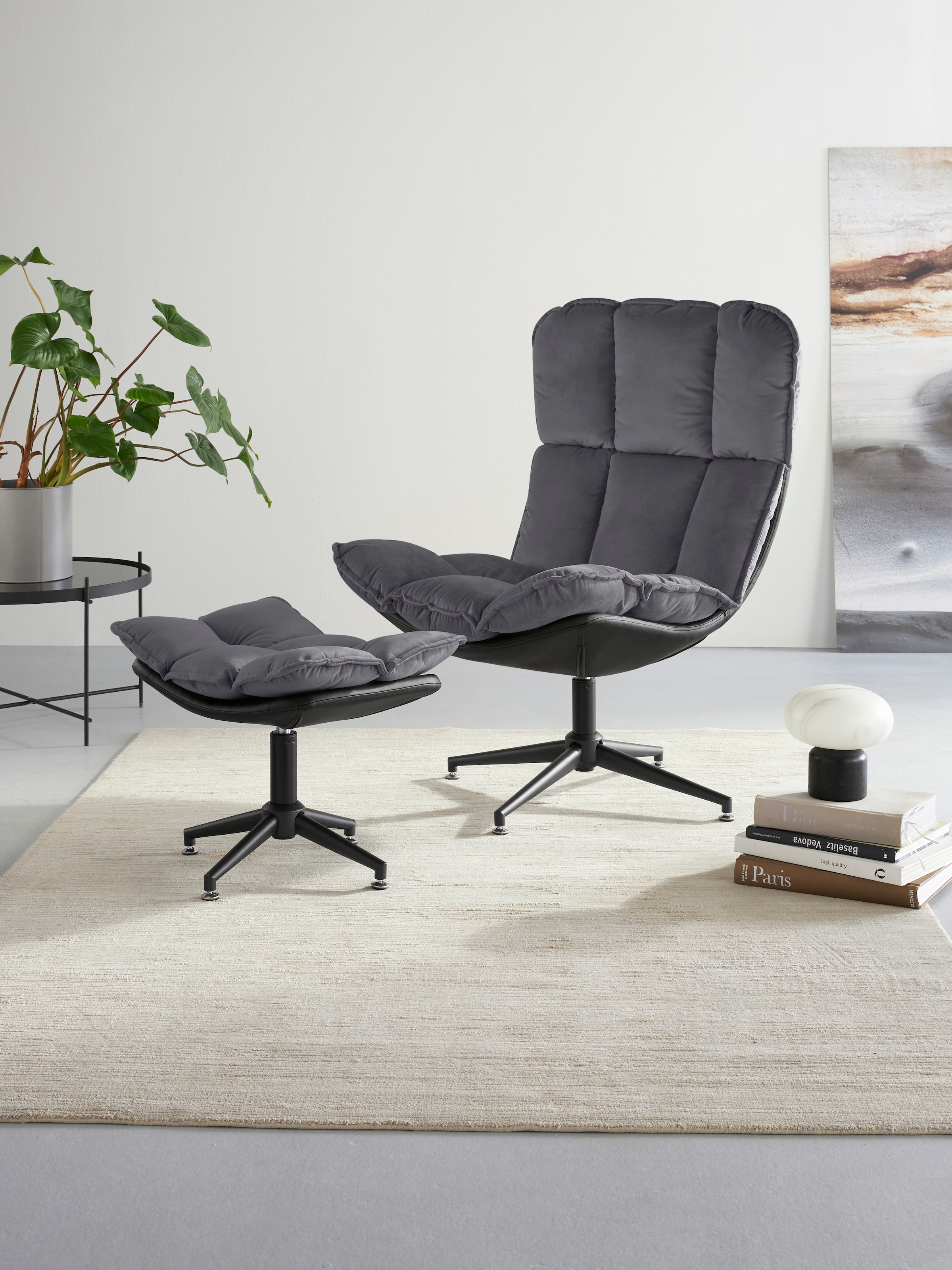 Home affaire Drehsessel »Seet, Polstersessel mit Hocker,« 2 Stk. tlg. 360° günstig online kaufen