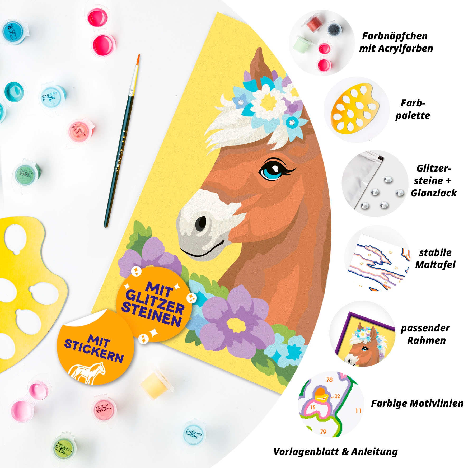 Ravensburger Malen nach Zahlen »CreArt, Pferd mit Blumen«, Made in Europe
