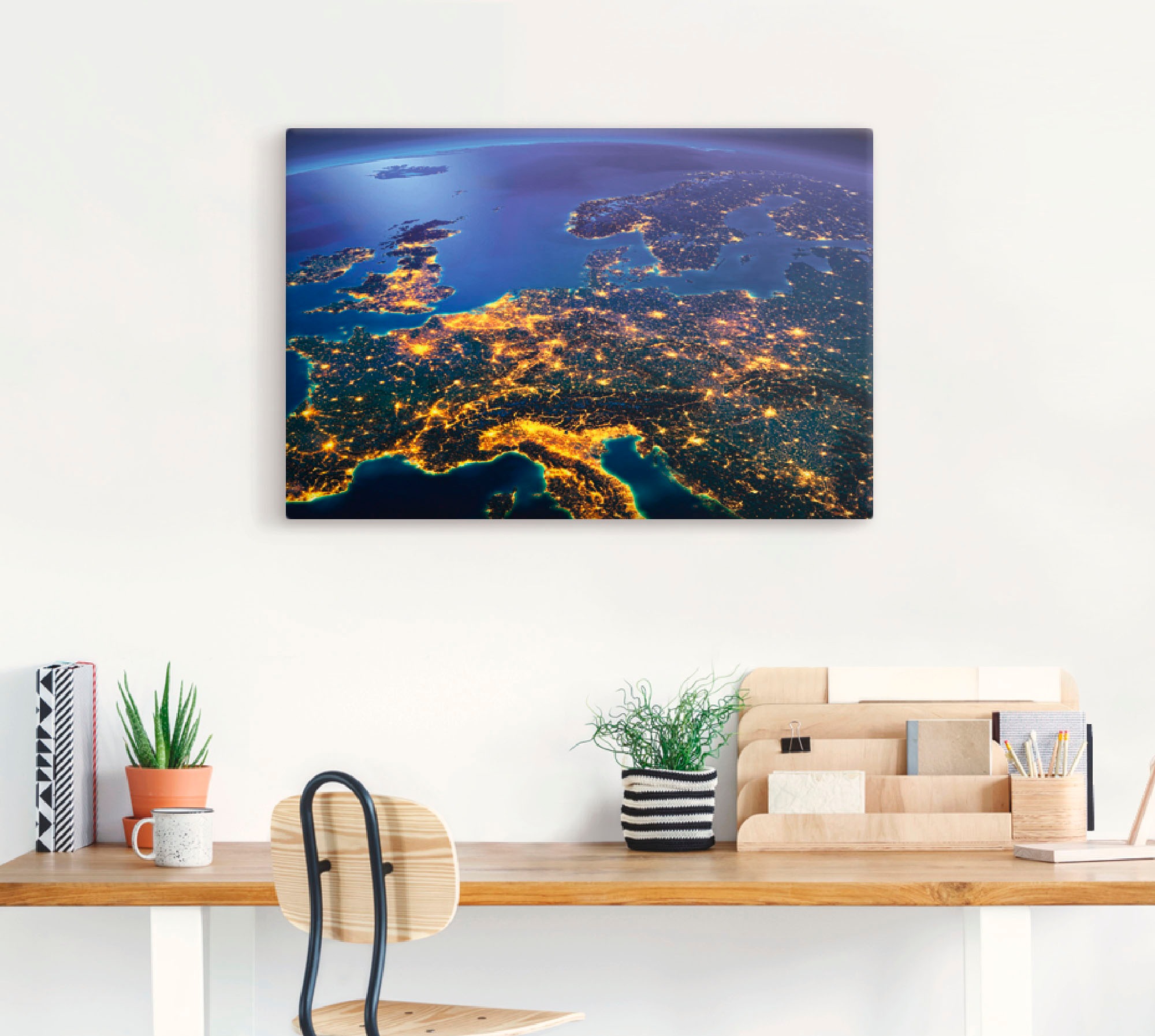 Artland Wandbild »Zentral Europa vom Weltraum«, Weltall & Kosmos, (1 St.), als Alubild, Outdoorbild, Leinwandbild, Poster, Wandaufkleber