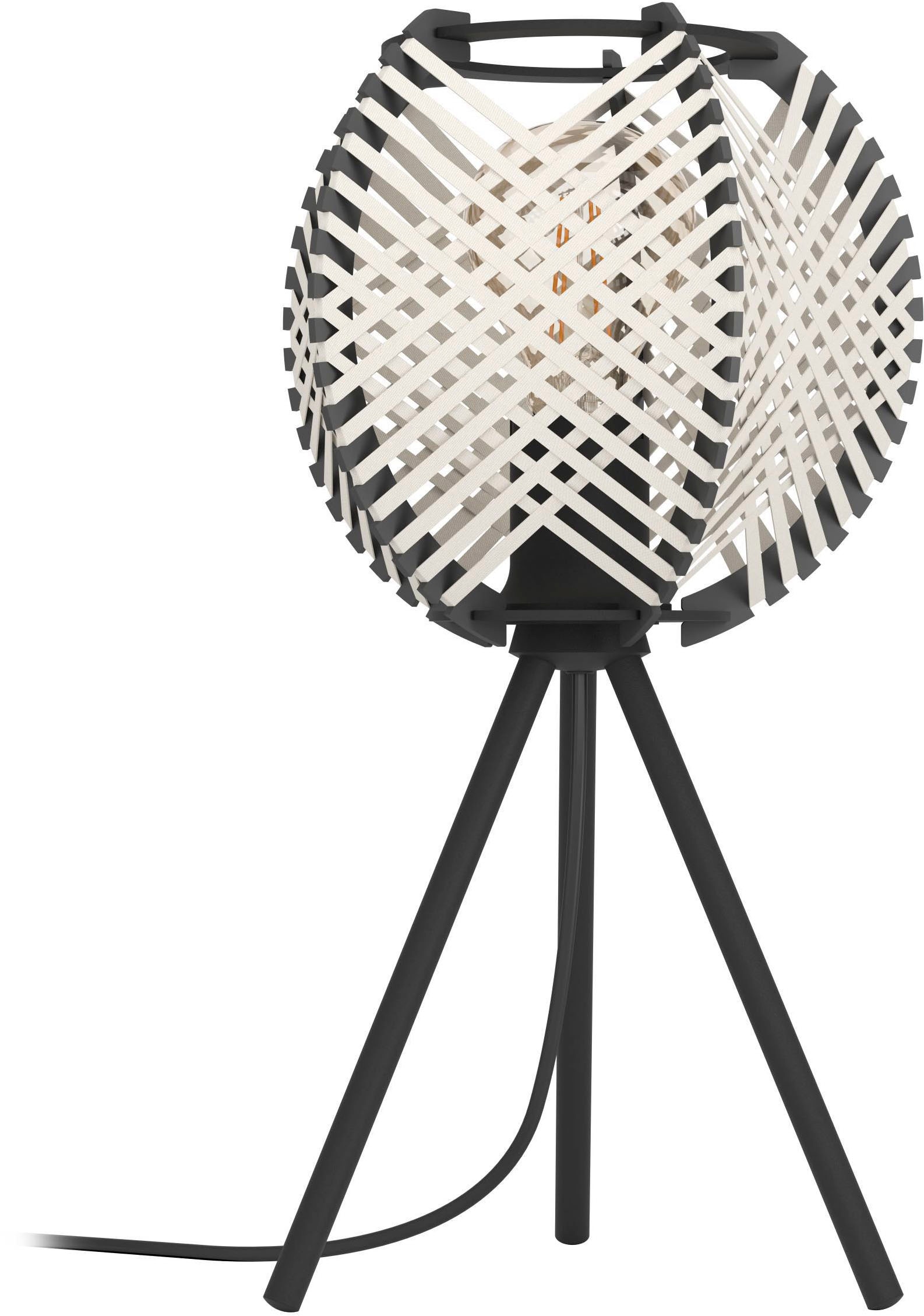 EGLO Tischleuchte »Waverton Tischampe, Nachttischlampe, Metall, Holz, Textil in Weiß, E27« E27 1 Stk.