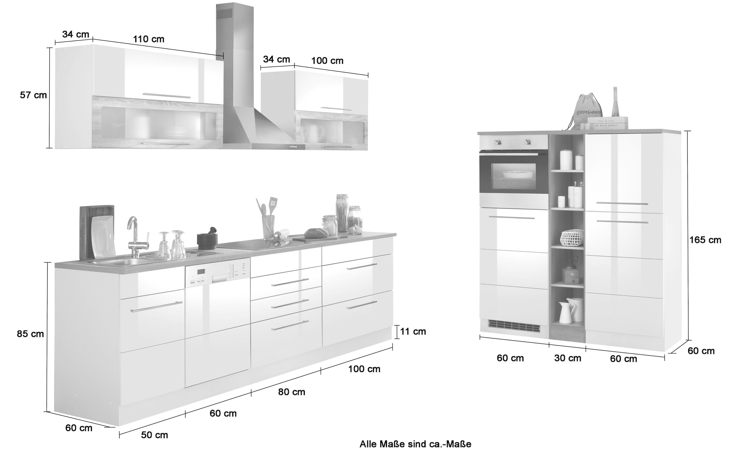HELD MÖBEL Küchenzeile »Wien«, Breite 440 cm, wahlweise mit E-Geräten und  Induktion auf Rechnung kaufen