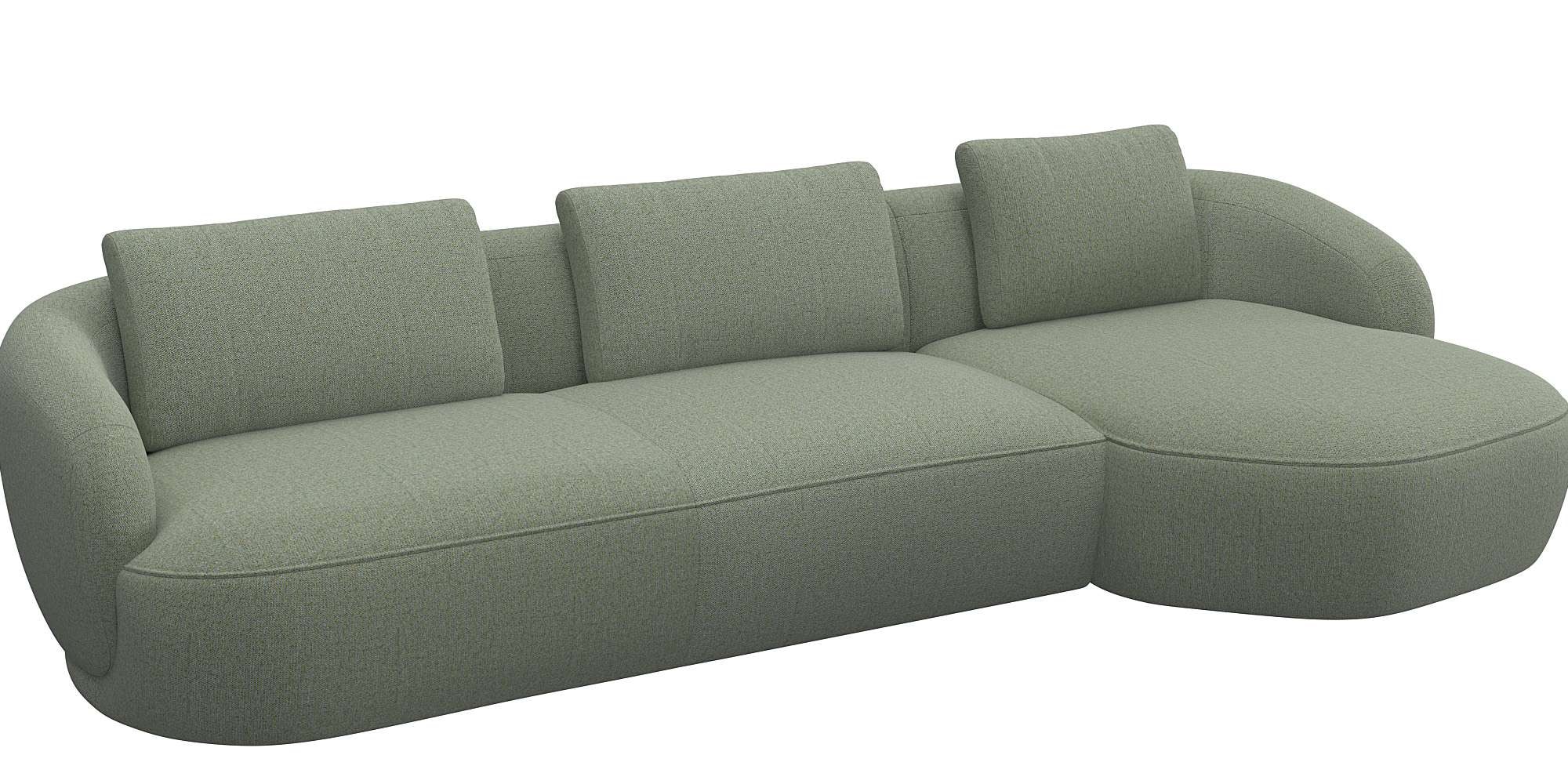 FLEXLUX Wohnlandschaft »Torino, rund, L-Form, Sofa-Ecke mit Recamiere, Longchair-Sofa«, Modernes, organisches Sofa-Design, Kaltschaum, Wellenunterfederung