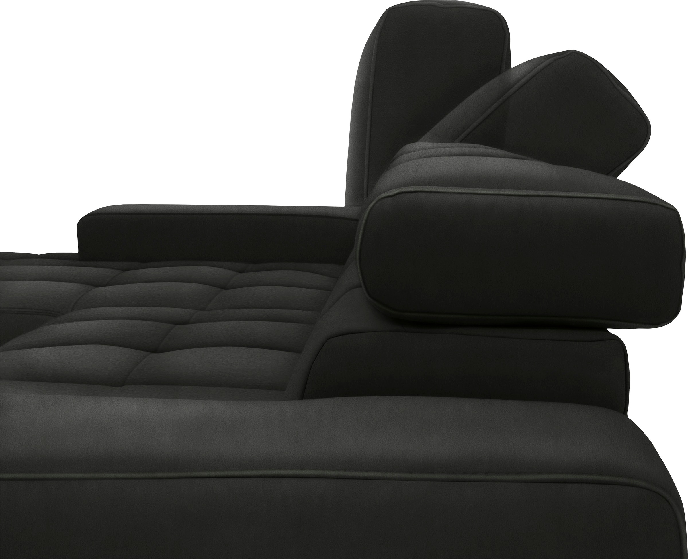 DOMO collection Wohnlandschaft »Cunelli tolle Sitznähte als Designelement, fester Sitzkomfort, U-Form«, wahlweise mit Kopfteilverstellung, bodenfrei