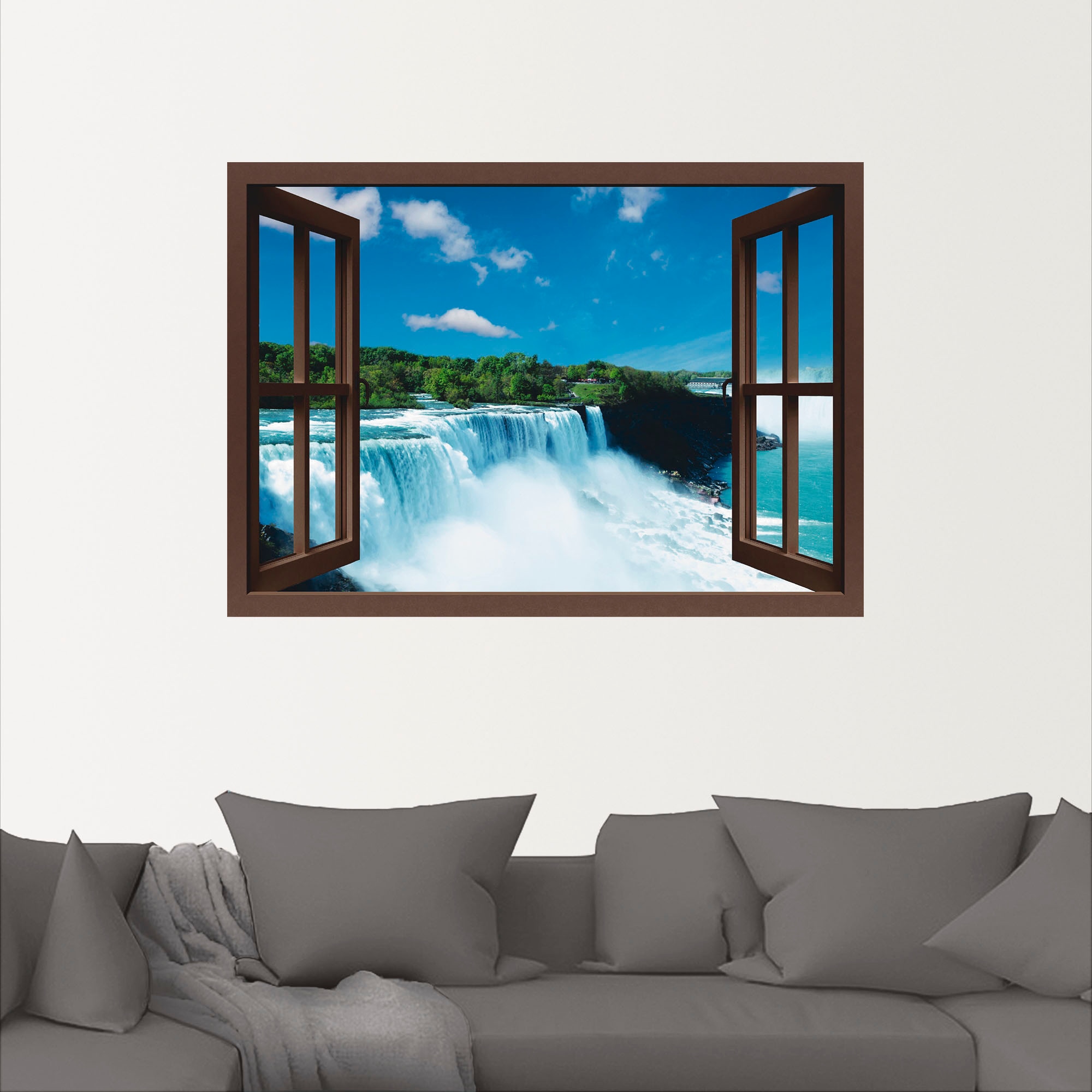 Artland Wandfolie »Fensterblick - Niagara, braun«, Fensterblick, (1 St.), selbstklebend