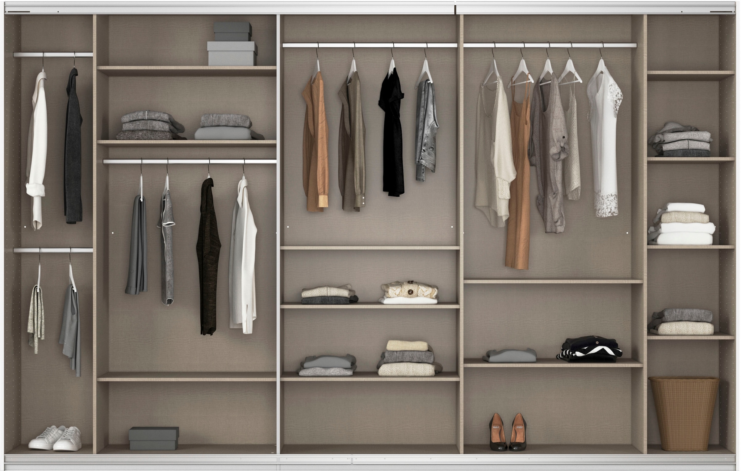 rauch Schwebetürenschrank »Kleiderschrank Schrank Garderobe AGORDO mit Glasfront«, durchdachte Innenausstattung, in 4 Breiten und 2 Höhen MADE IN GERMANY