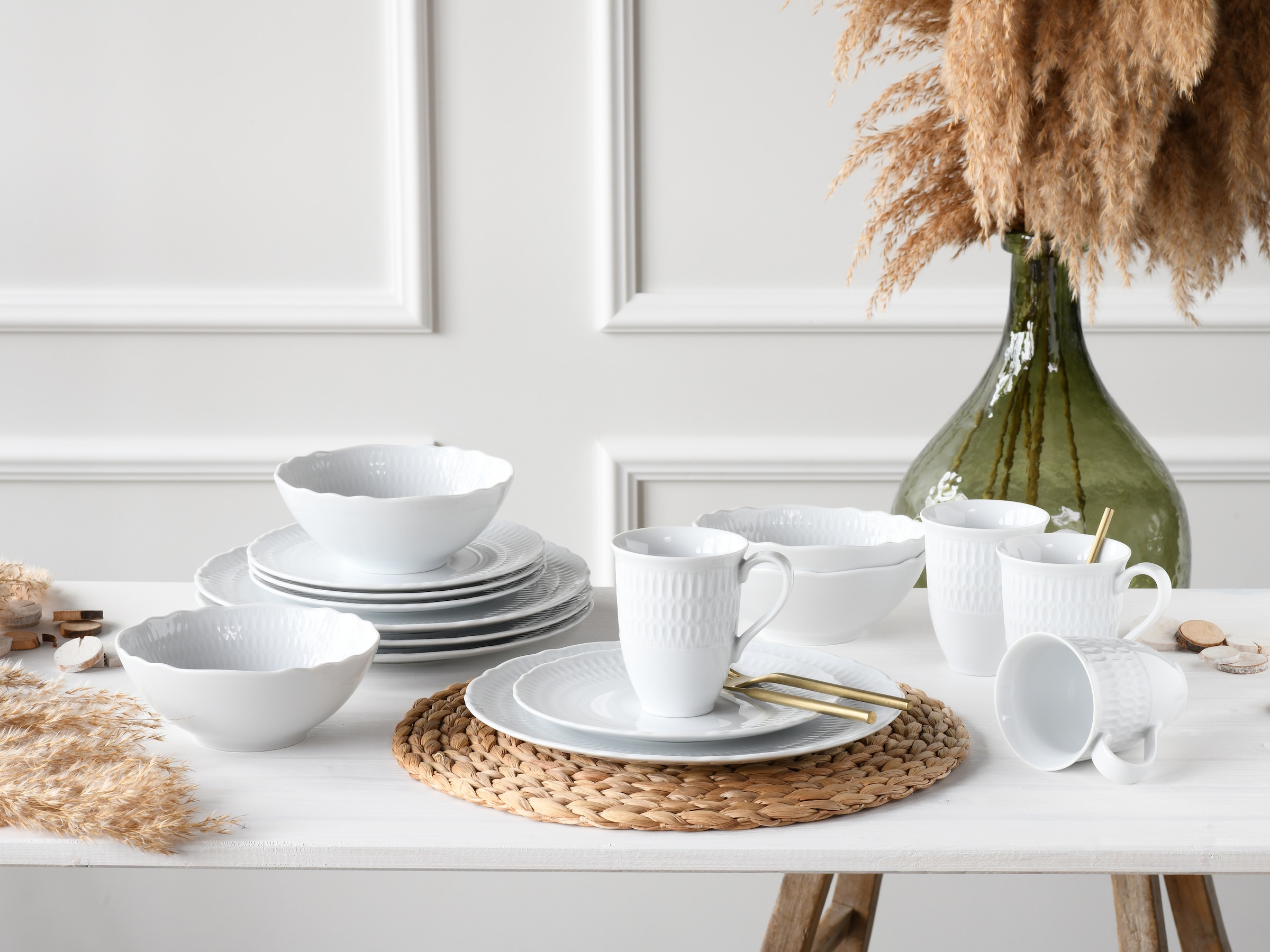 CreaTable Kombiservice »Sofia, Kombi-Service 16 tlg«, (Set, 16 tlg.), Klassisch-elegantes Relief