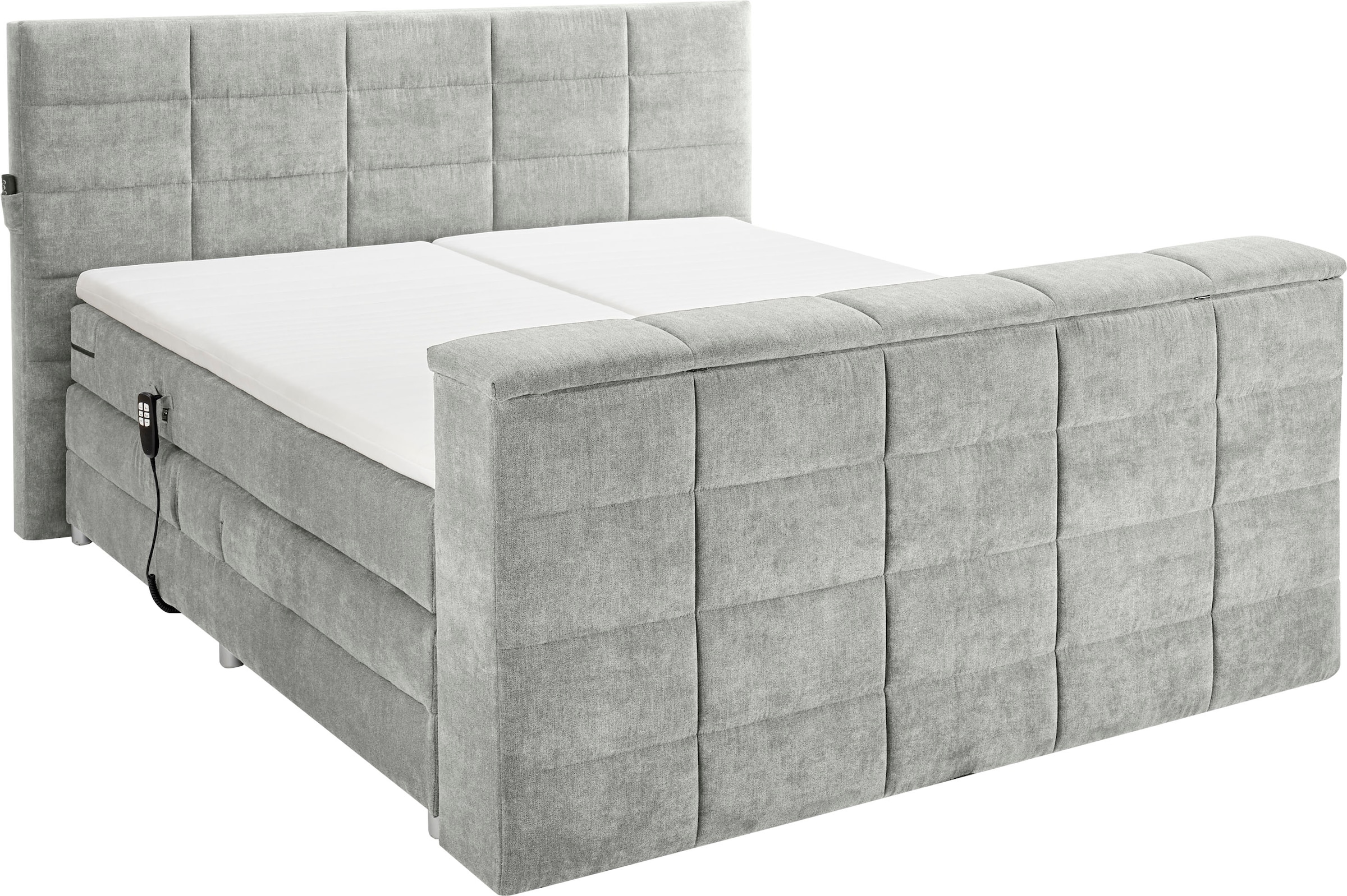 ED EXCITING DESIGN Boxspringbett »Denver«, inkl. Motorverstellung, Duo-Matratze, Topper, und motorisierter TV-Halterung bis 40 Zoll