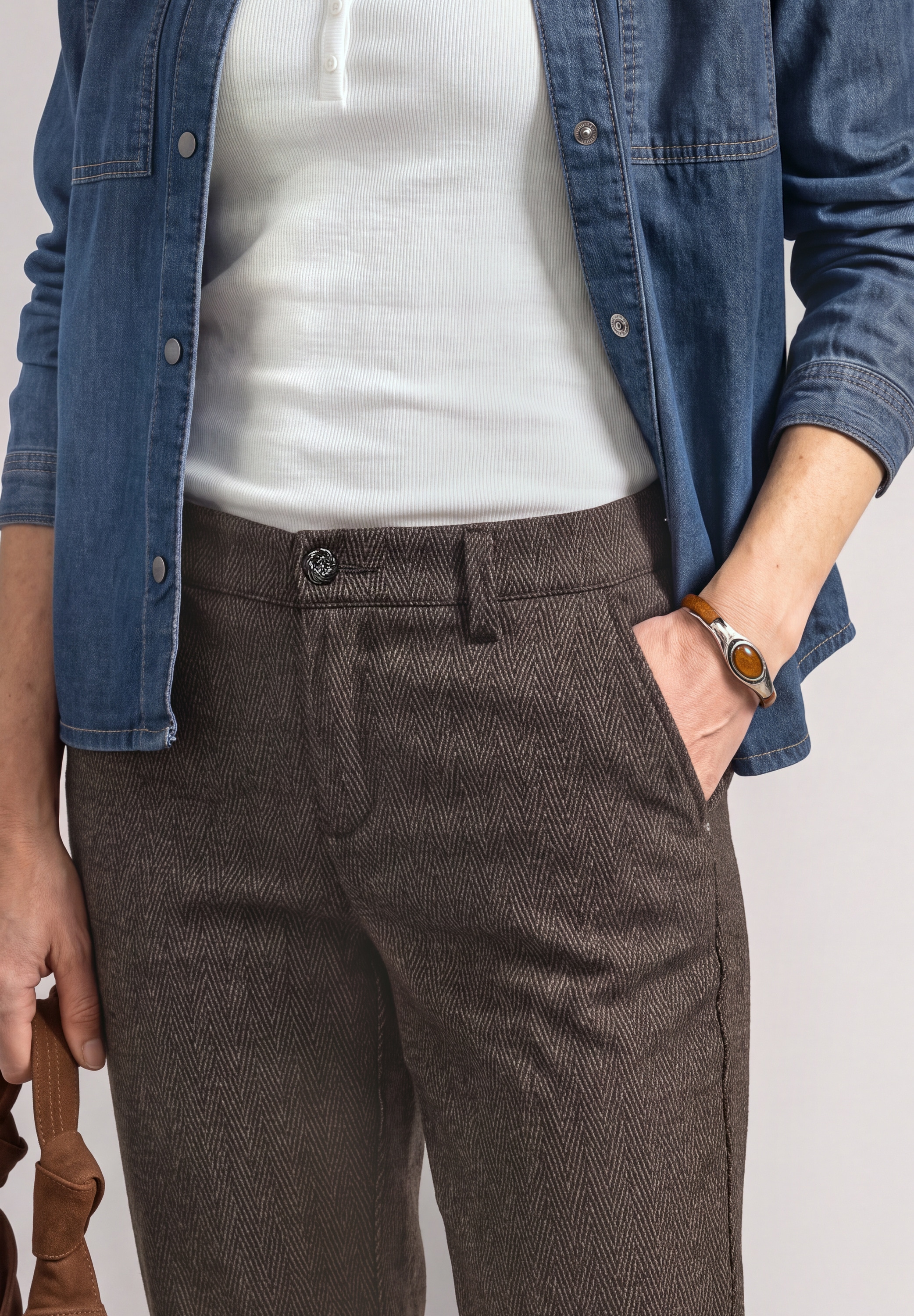 STREET ONE Chinohose »Style Anouk«  mit Fishbone-Muster / Viskose-Stretch