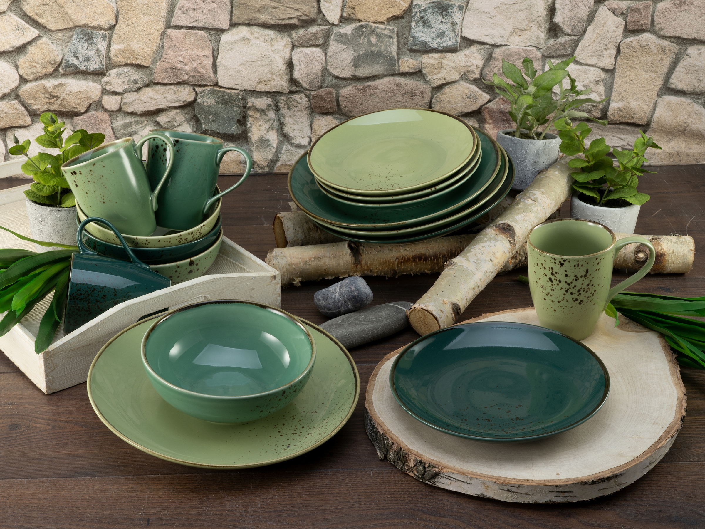 CreaTable Kombiservice »Geschirr-Set NATURE COLLECTION« Service, Handwerkli günstig online kaufen