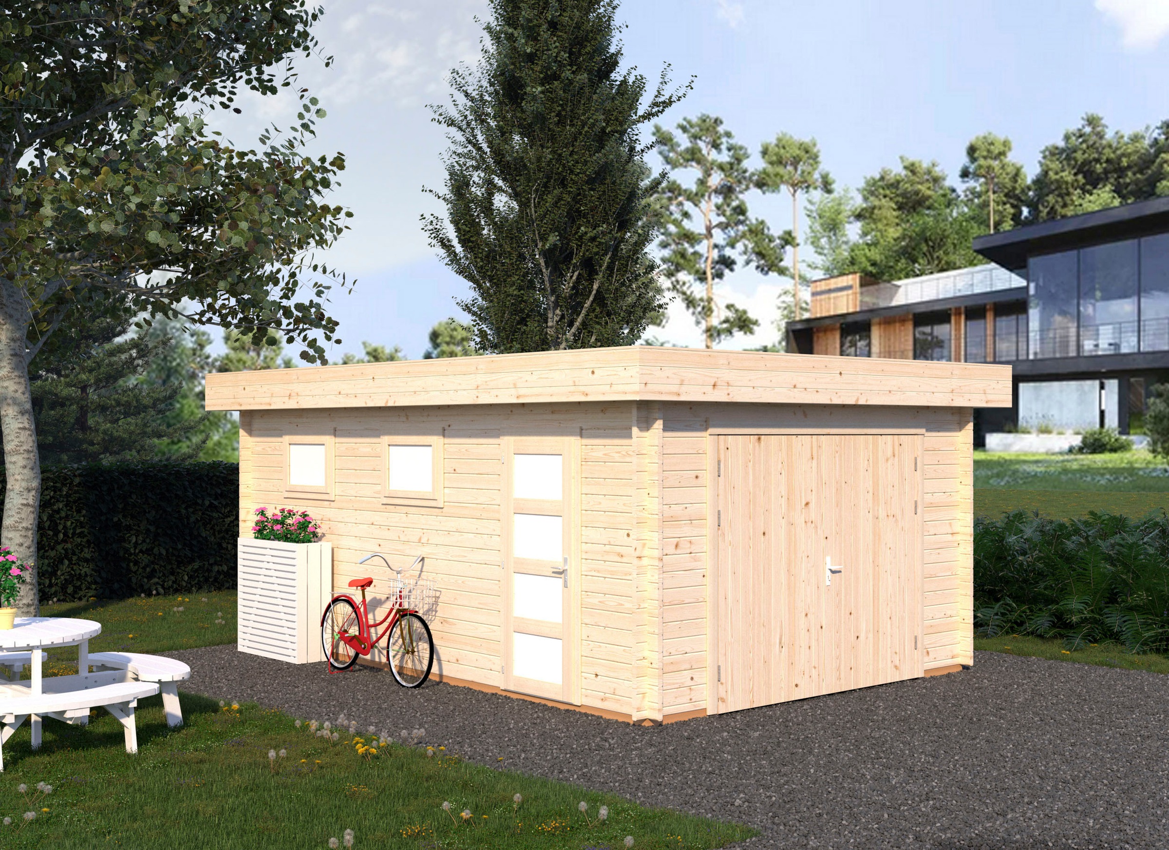 Palmako Garage »Rasmus«, BxTxH: 420x598x253 cm, mit Holztor, naturbelassen