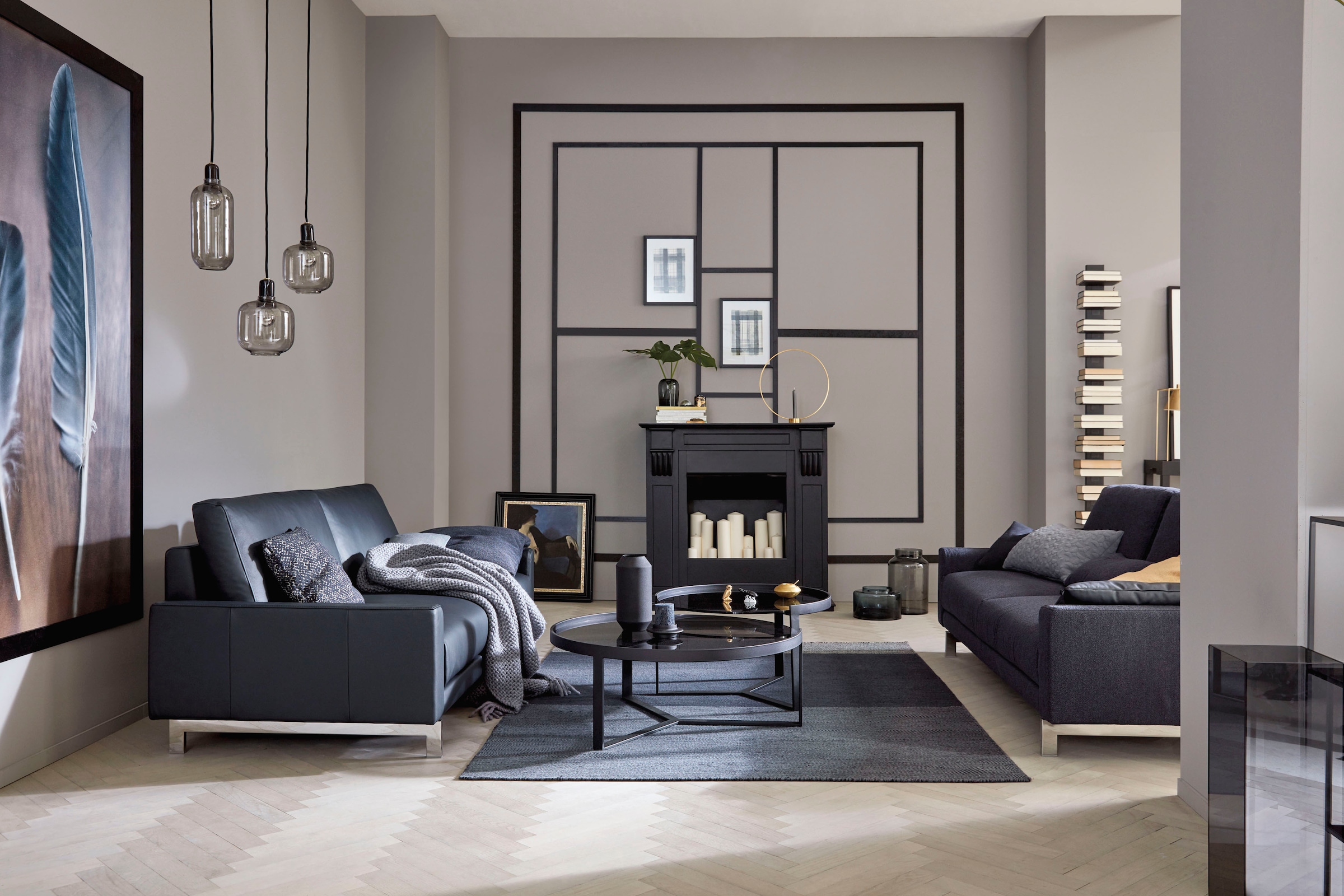 Creation BY ROLF BENZ 2,5-Sitzer »CR.450, Designsofa, Loungesofa«, Armlehne niedrig, Fuß chromfarben glänzend, Breite 184 cm