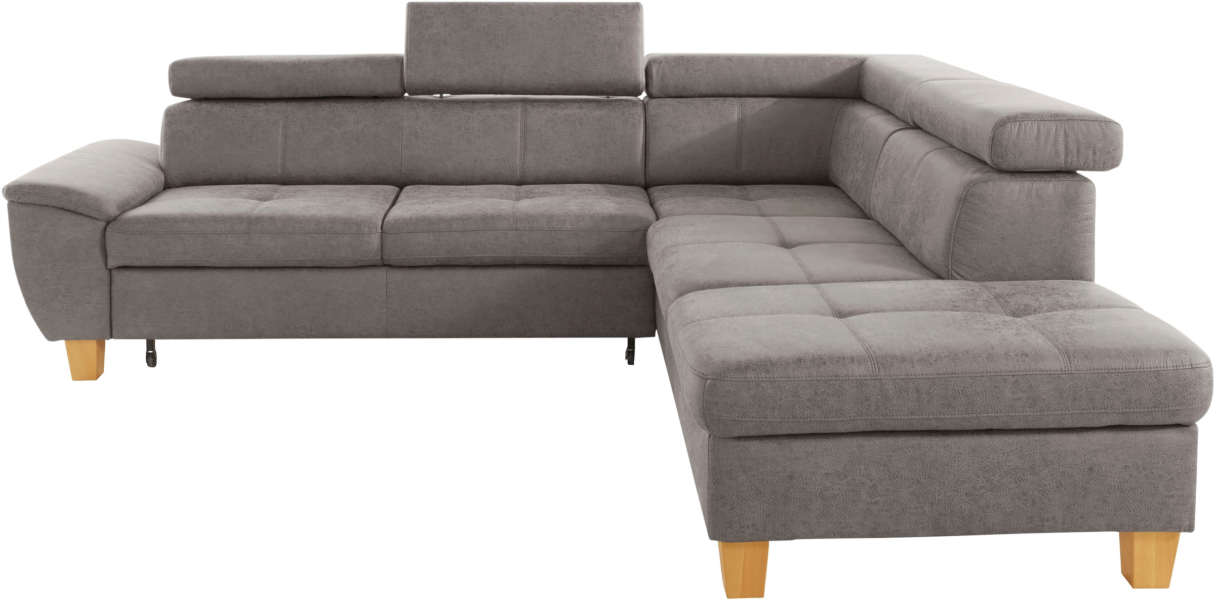 exxpo - sofa fashion Ecksofa »Enya, aufwendige Detailverarbeitung, hoher Sitzkomfort, bequem, L-Form«, mit Kopfteilverstellung, wahlweise Bettfunktion u. Bettkasten