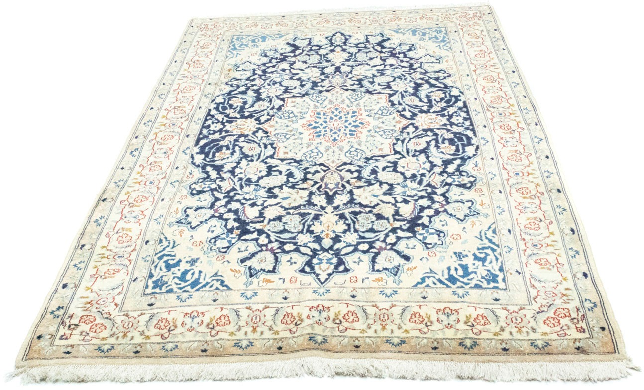 morgenland Wollteppich »Nain 9La Medaillon Blu scuro 227 x 138 cm«, rechtec günstig online kaufen