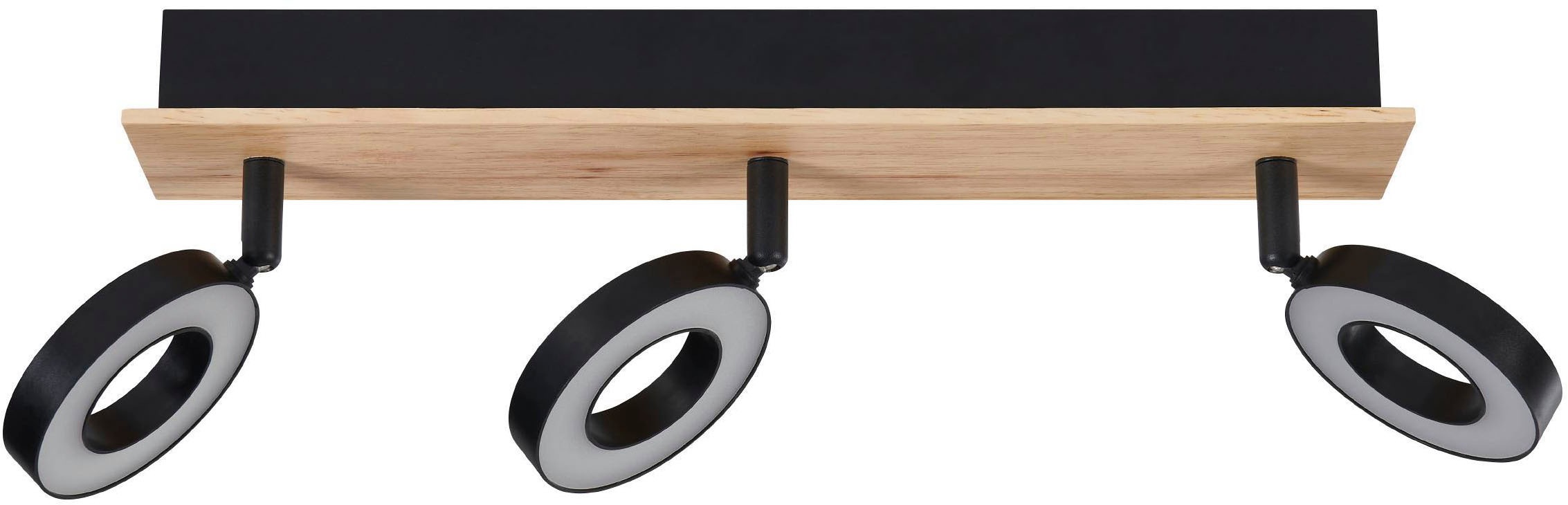 EGLO Deckenleuchte »Rielves Deckenlampe, Holz und Metall, Spotbalken schwenkbar, Lampe« LED-Modul 1 Stk. Warmweiß Spot - L40 x B7 x H17,5 cm - braun, schwarz - 3X4,2W inkl.