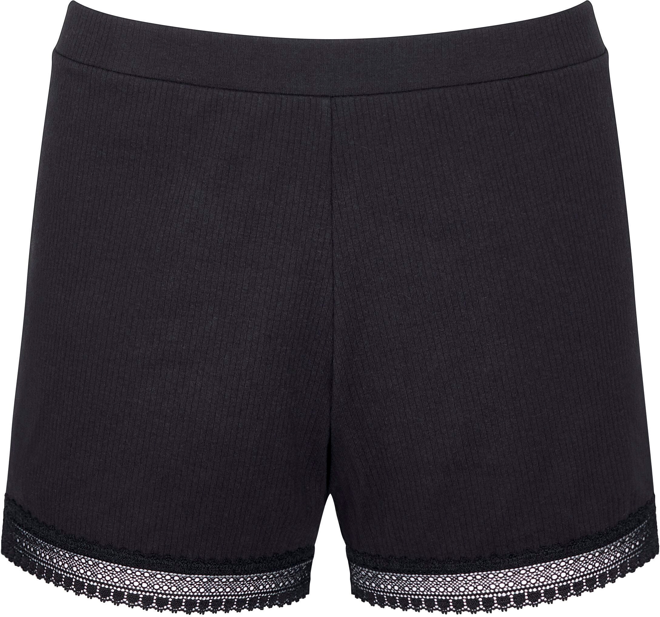 sloggi Relaxshorts »GO Ribbed Short«, weiche Rippware mit Spitzenbesatz