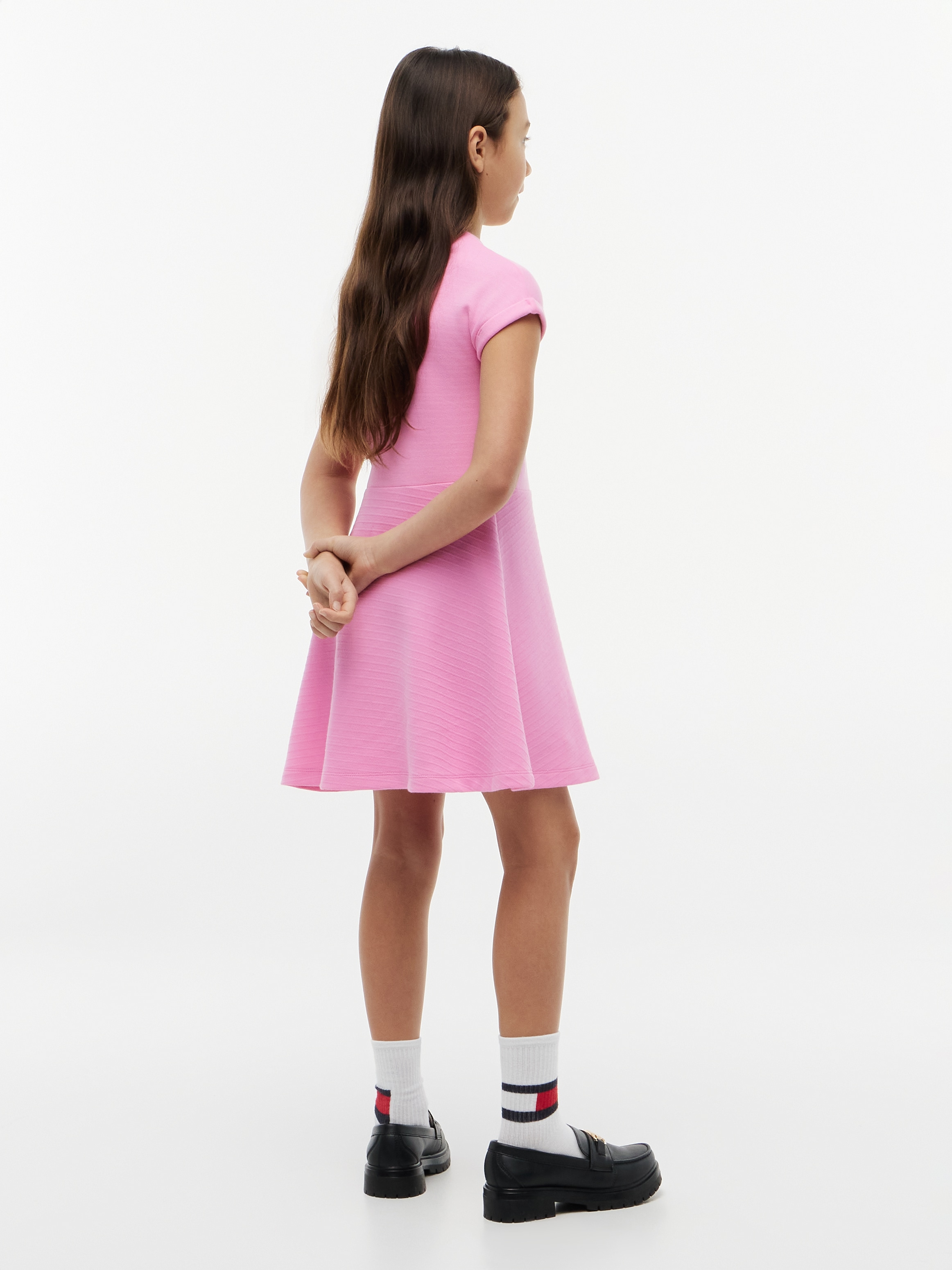 Tommy Hilfiger Skaterkleid Ohne Taschen Regular Fit, Rundhalsausschnitt, Kinder bis 16 Jahre