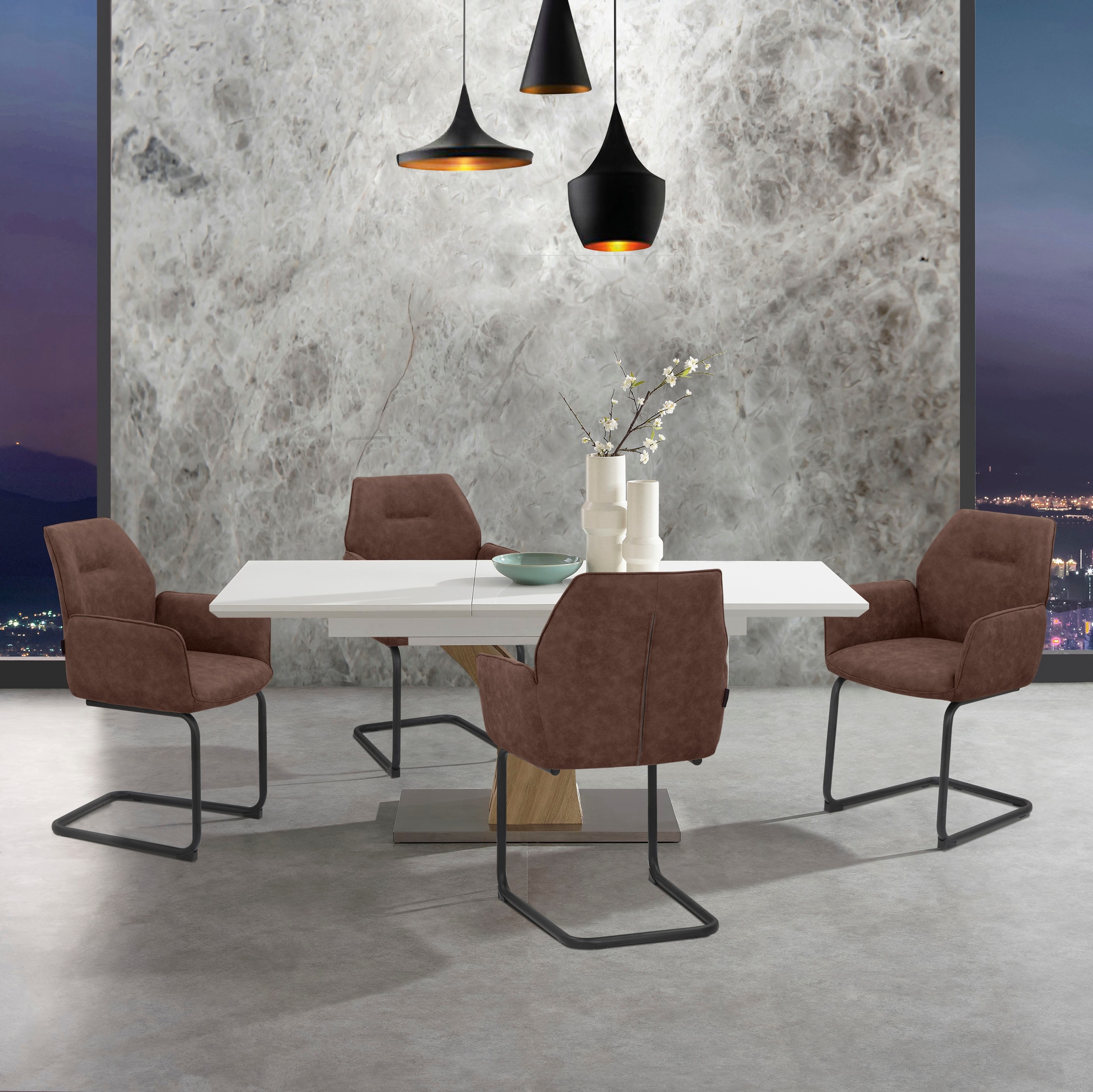 PLACES OF STYLE Armlehnstuhl »Ginevra« () 2 Stk. Microfaser Sitz und Rücken günstig online kaufen
