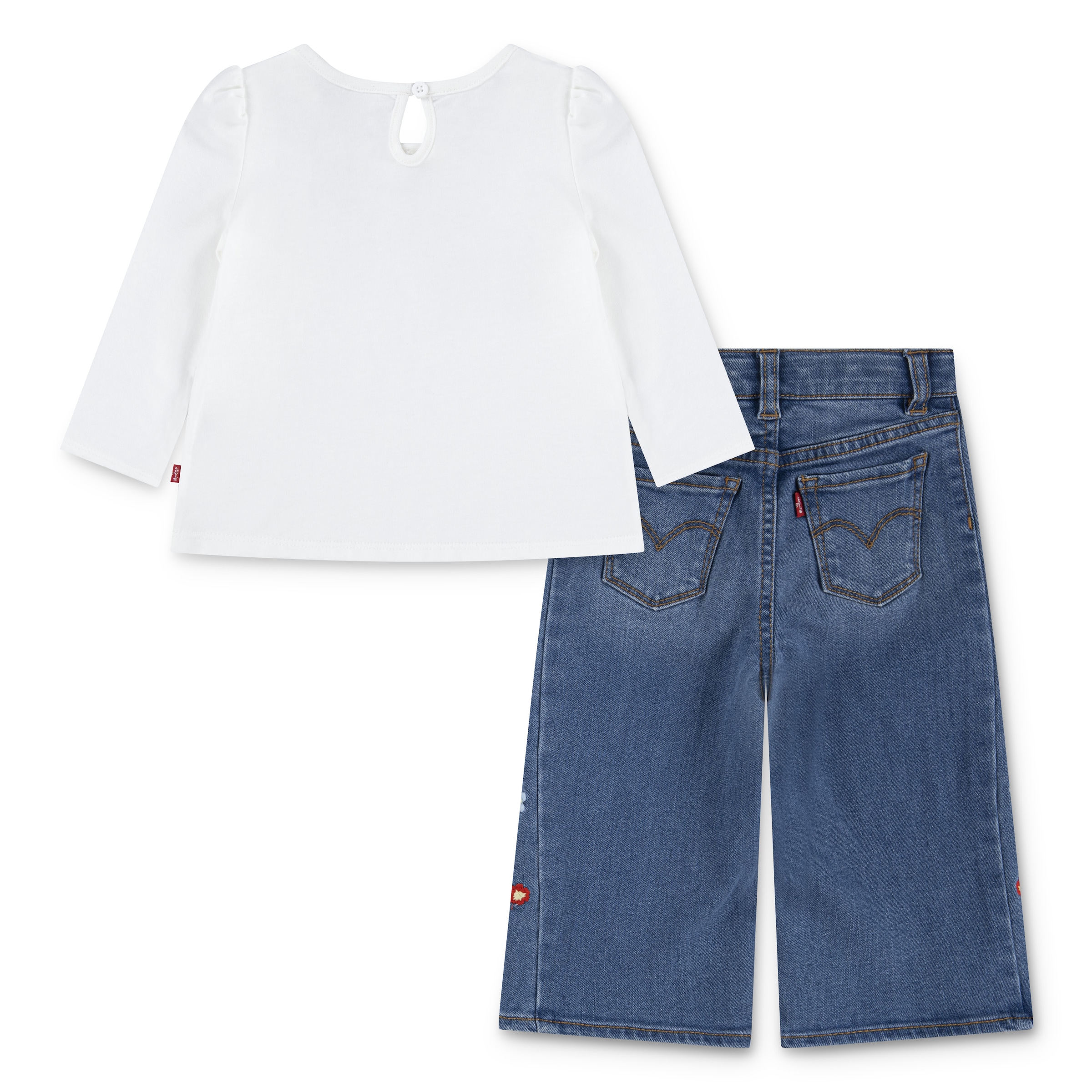 Levi's® Kids Langarmshirt & Hose »LVG CROCHET LEVI'S TOP,JEANS« Set, 2 Stk. tlg. mit Blümchenstickereien - for GIRLS