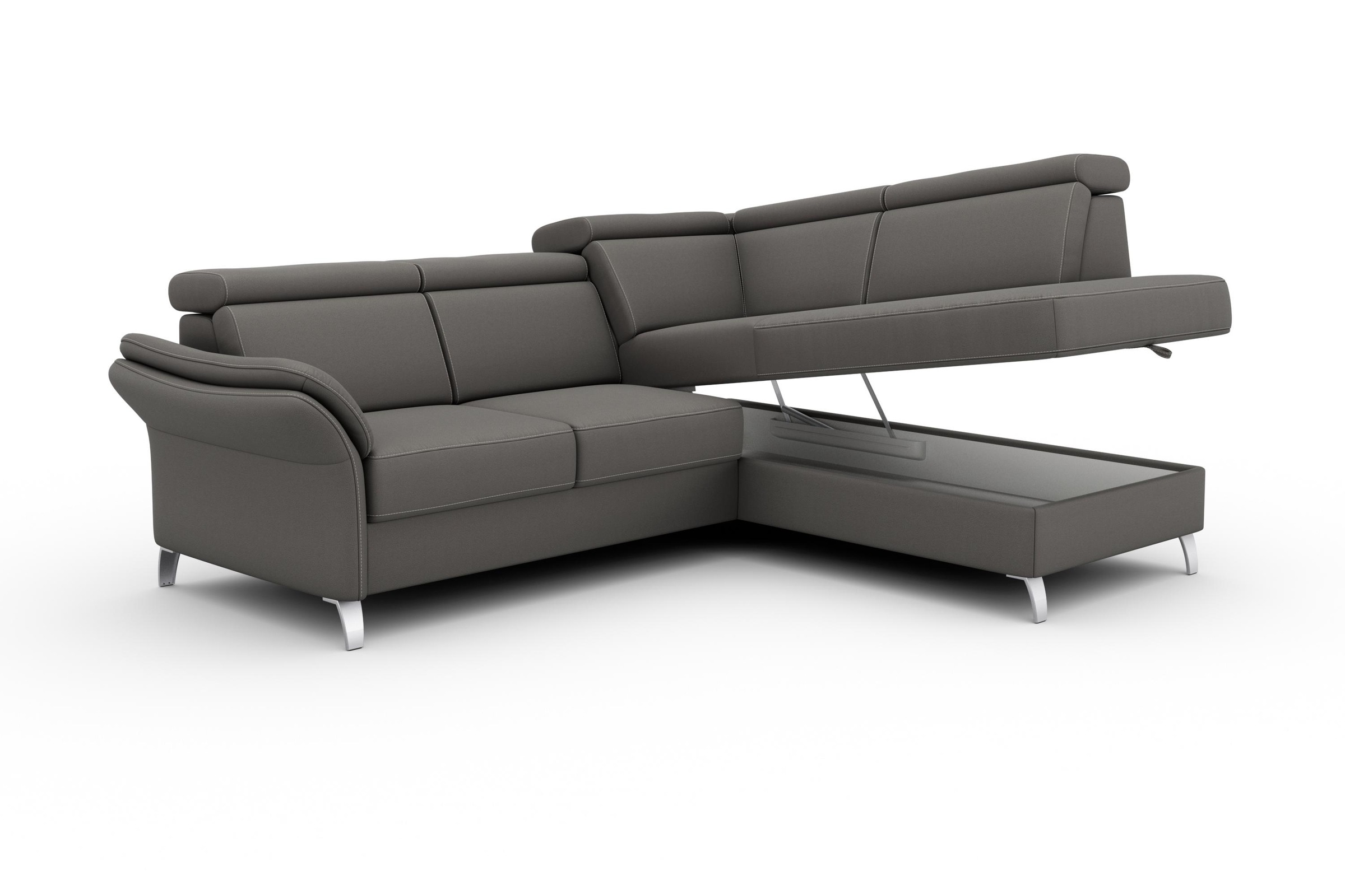 sit&more Ecksofa »Vincenzo L-Form«, inklusive Kopfteilverstellung, wahlweise mit Bettfunktion, Bettkasten