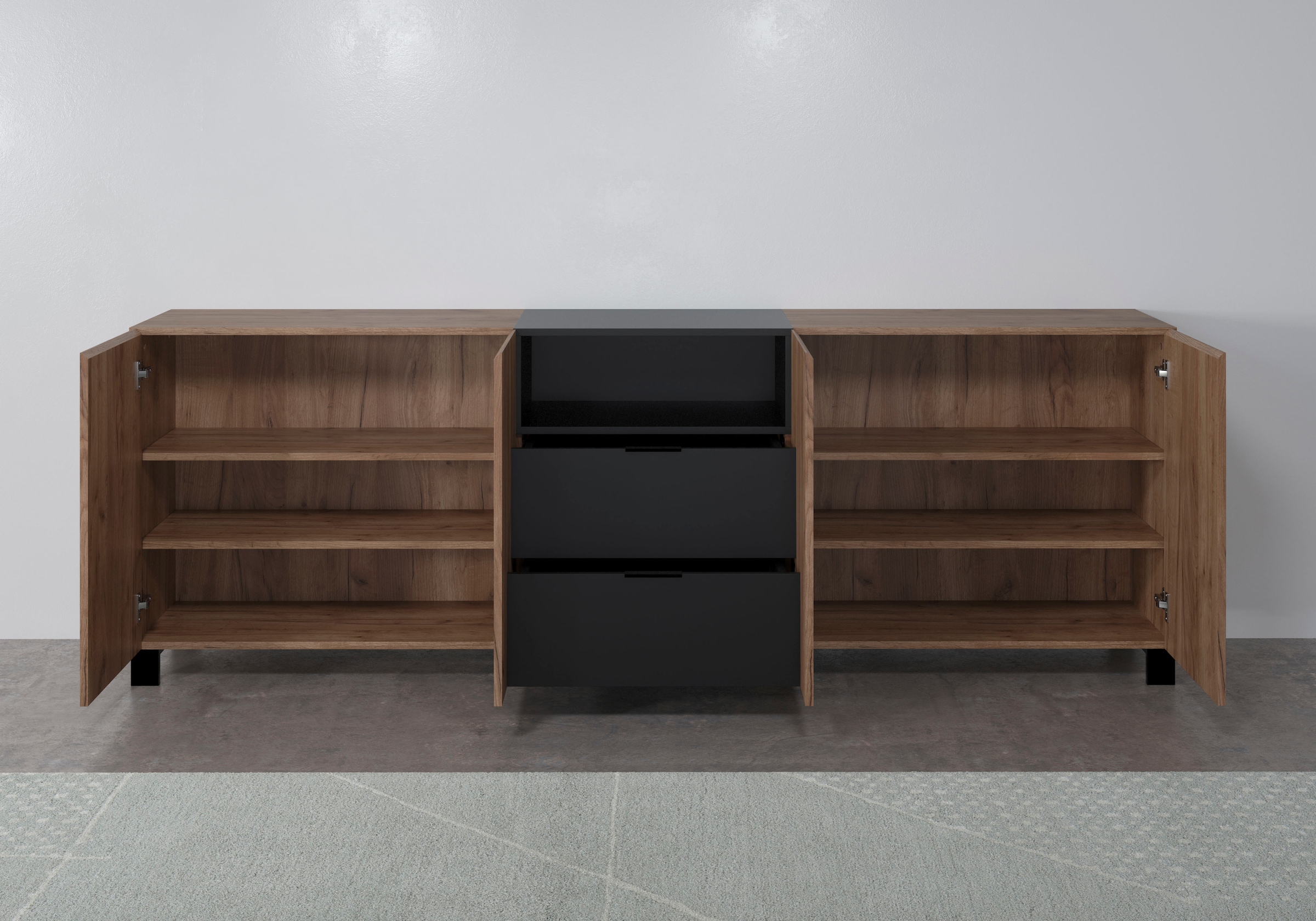 INOSIGN Sideboard »Kriens«, Anrichte mit 7 Fächern und 2 Schubladen, B/H 227/ 78 cm