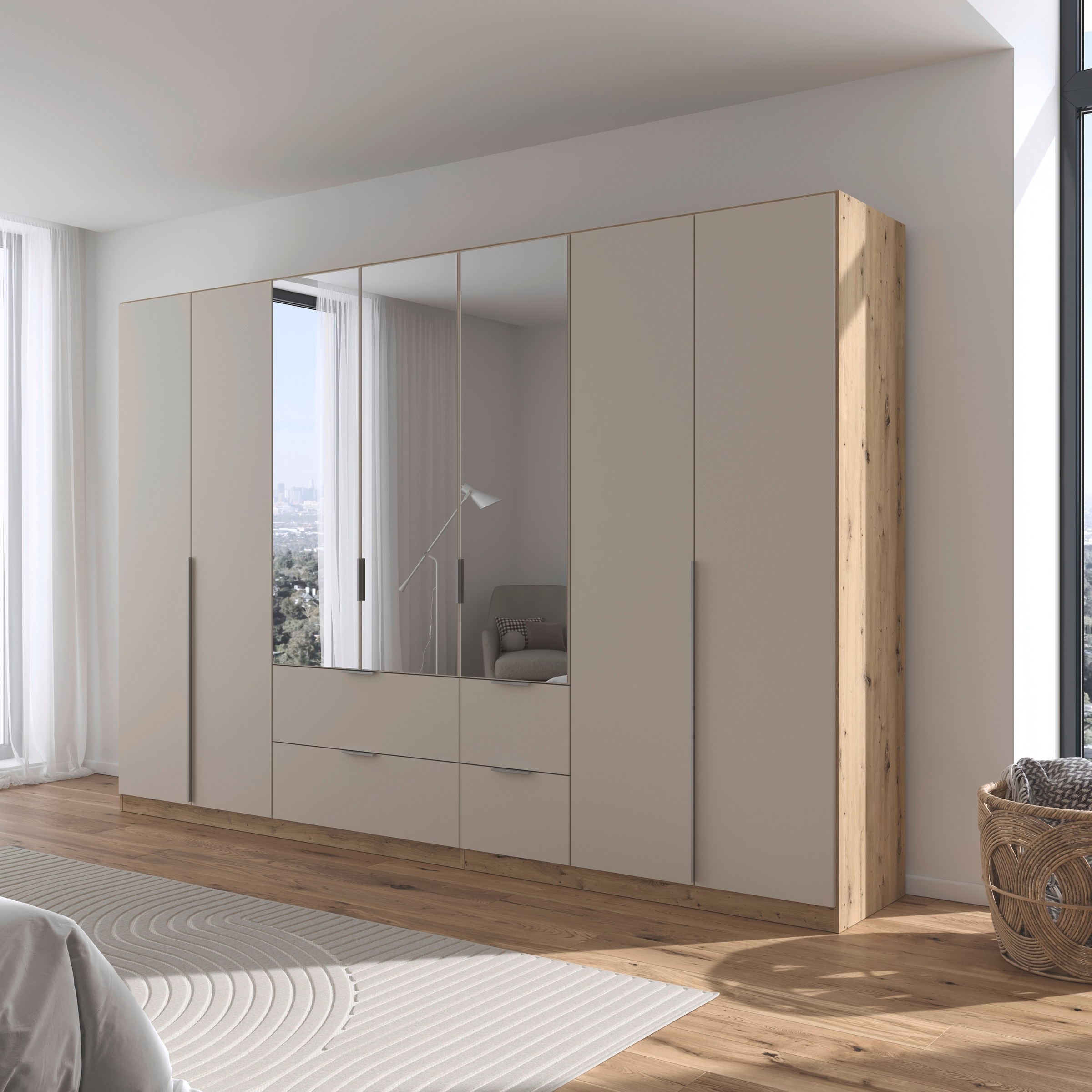 rauch Drehtürenschrank »Kleiderschrank Schrank Garderobe AGORDO mit Dekor- oder Hochglanzfront«, mit Außenschubkästen, in 6 Breiten und 2 Höhen MADE IN GERMANY