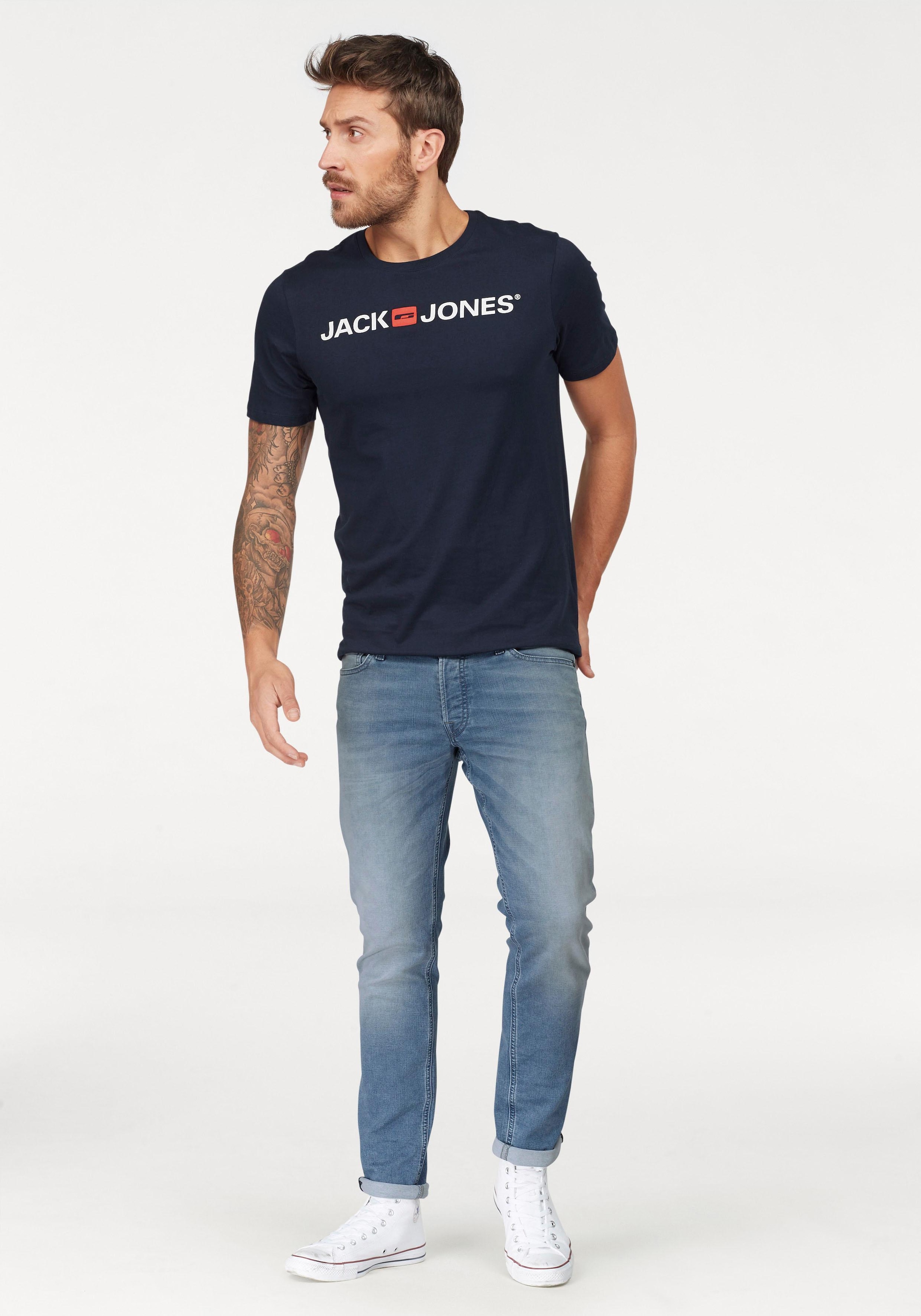 Jack & Jones T-Shirt »JJECORP   mit Print, vielseitig kombinierbar für den Alltag« Logodruck, modisch, regular fit, Baumwolle, Rundhals
