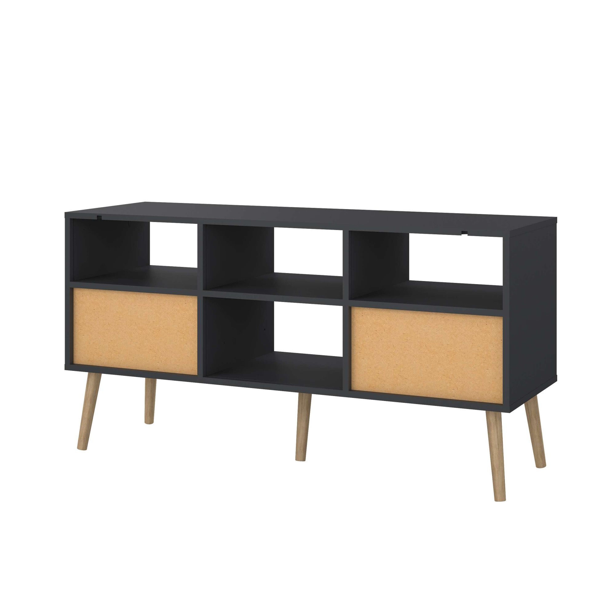 andas TV-Board »Bodo TV-Möbel, TV-Unit, Mediamöbel, Regal«, 2 Schubladen und 4 offene Fächer, Beine und Griffe aus Massivholz