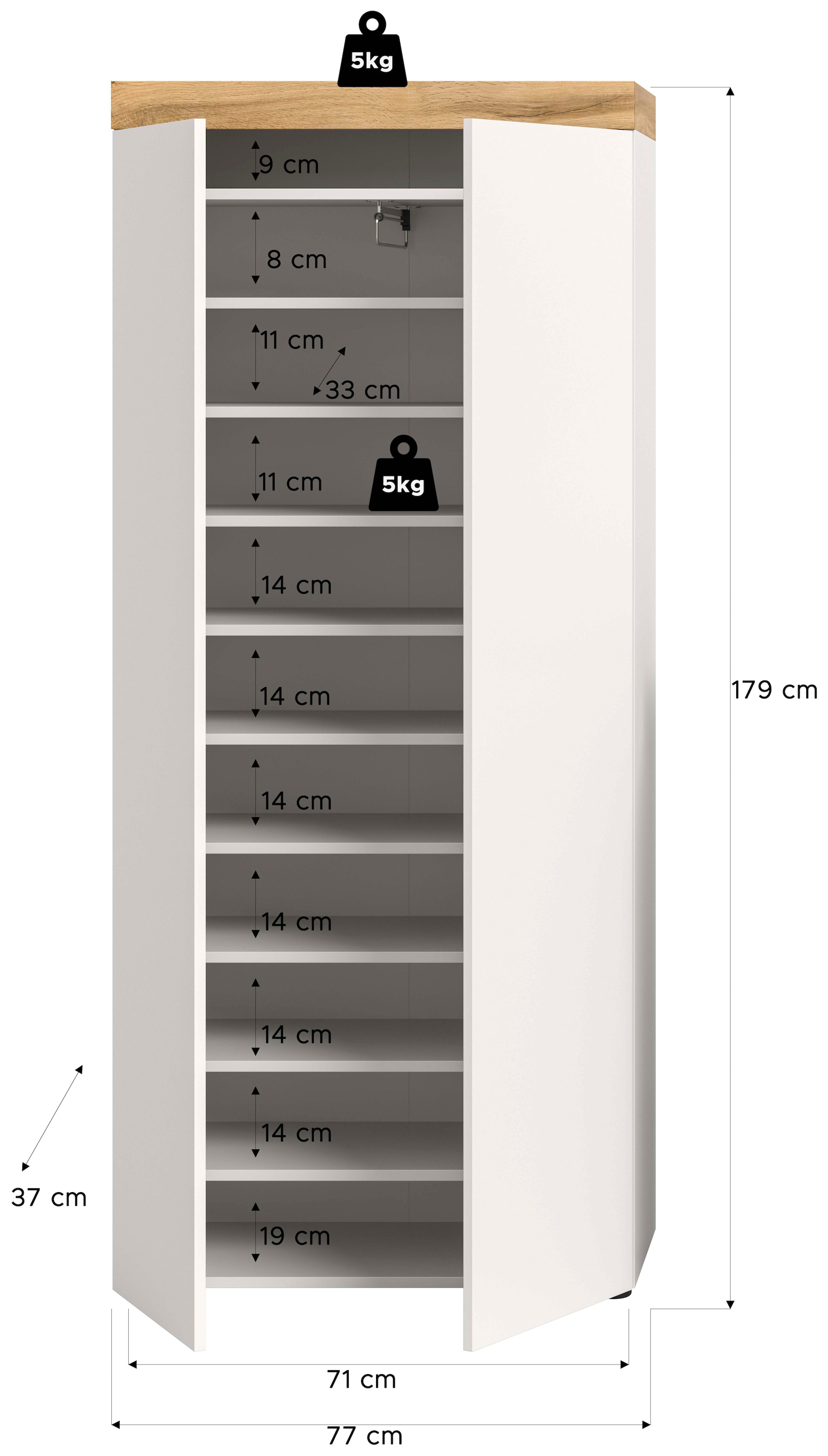 OTTO home Schuhschrank »MAMBO, Höhe 179cm, stehend & hängend, push-2-open« 2 farbige Ausführung, 1 Stk. tlg. Schuhschrank, Schuhkommode, Flur, Diele