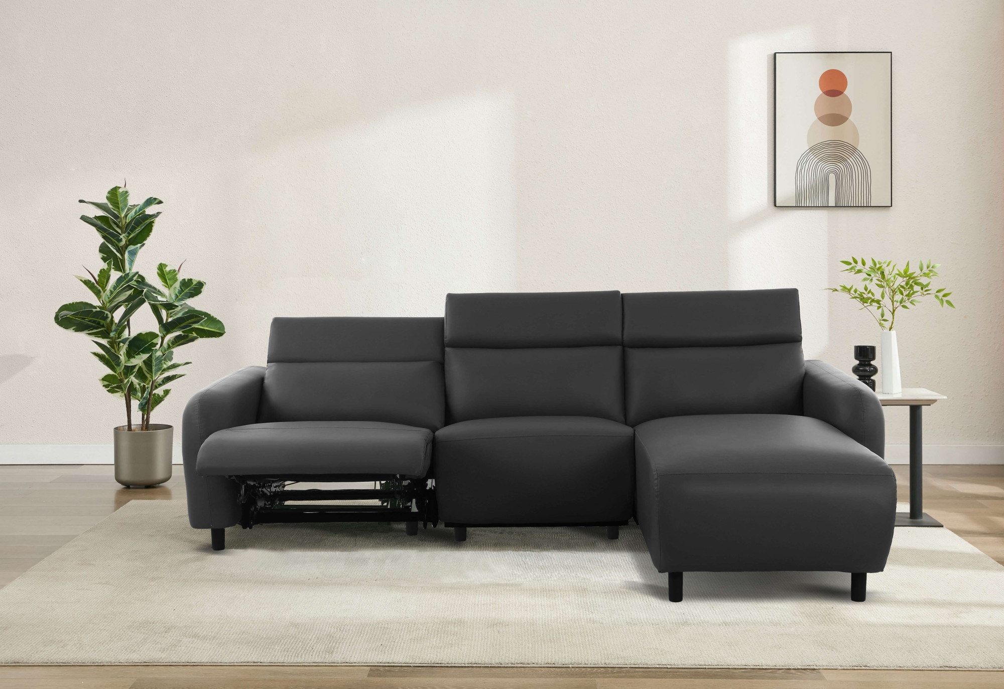 Home affaire Ecksofa »SKAANE Kunstleder, L-Form, 274 cm, manuelle u. elektrische Funktion,«, Kopfteilverstellung, Relax-und Liegefunktion, Federkernpolsterung