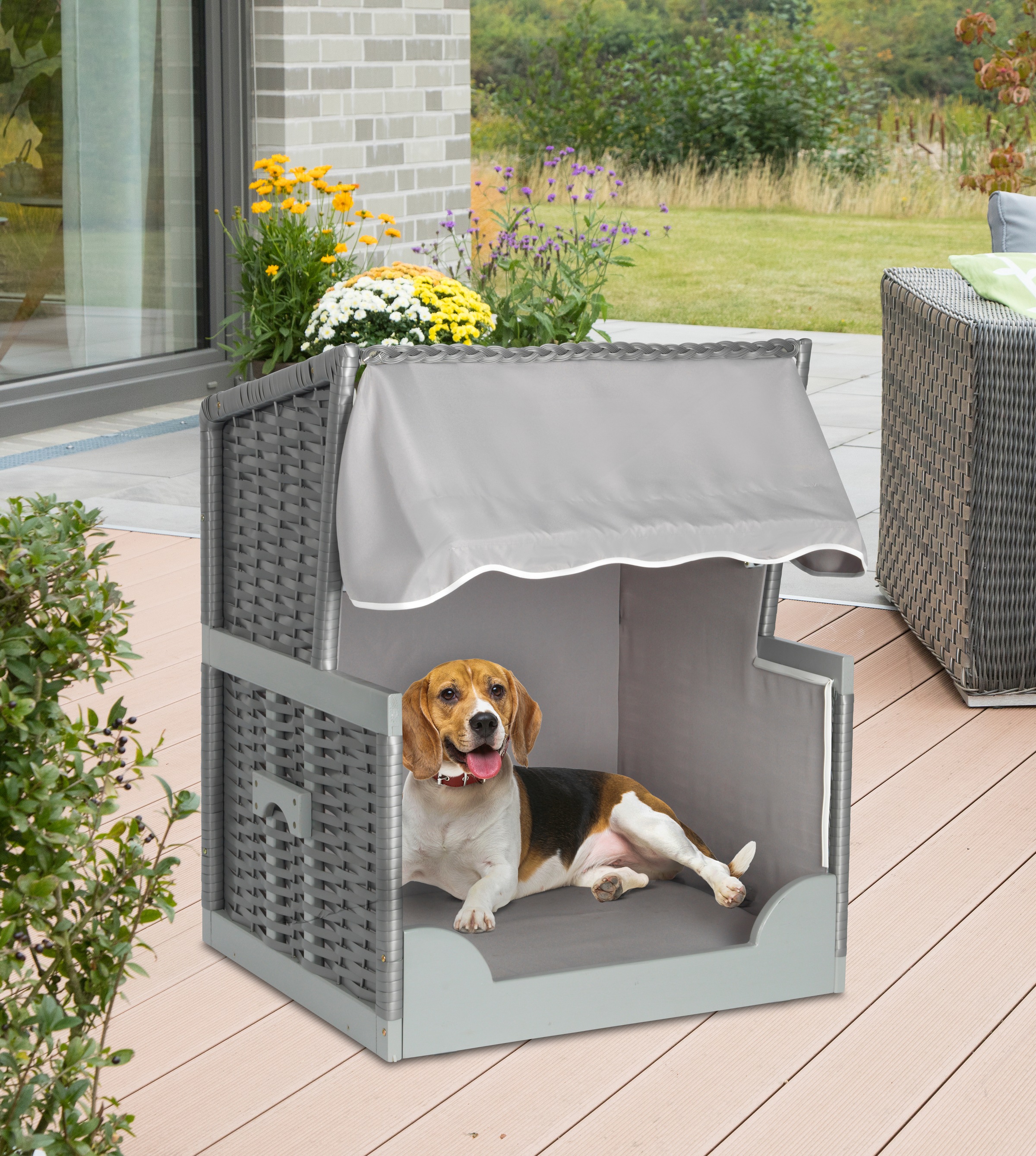 ABUKI Tierbett »Bobby«, Polyester, Hundestrandkorb, BxLxH: 75x57x95 cm