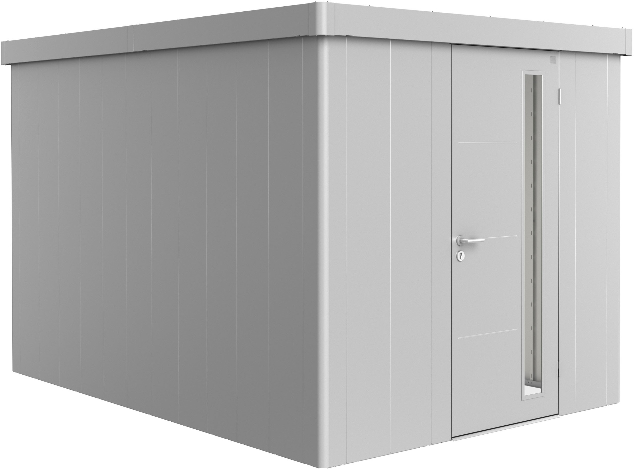 BIOHORT Gerätehaus »NEO Gr. 4B, verschiedene Farben« stylisches Gartenhaus mit Flachdach silber-metallic