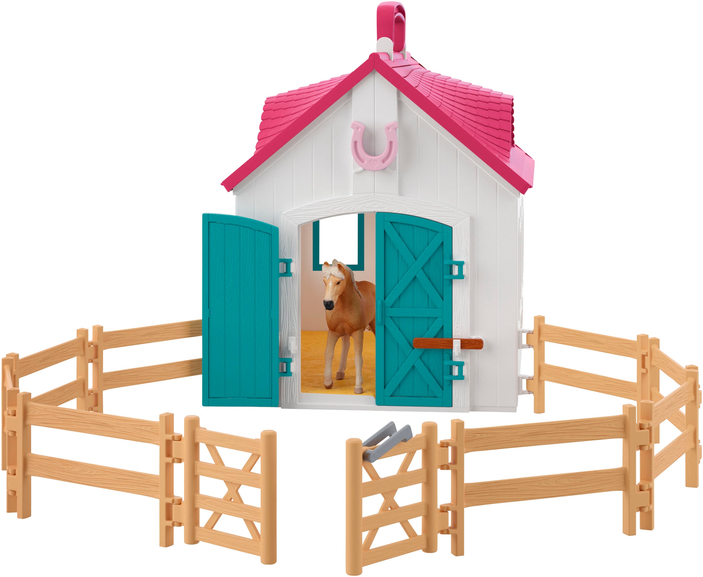 Schleich® Spielwelt »HORSE CLUB, Offenstall -Kleines Hufeisen (42703)«, Made in Europe