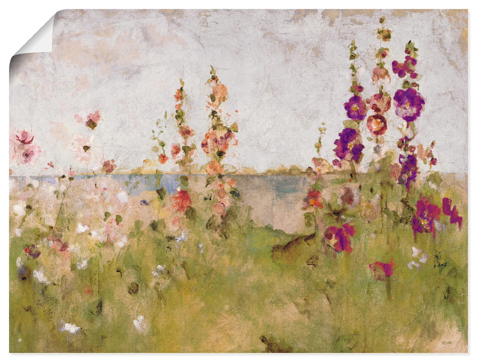 Artland Wandbild »Stockrosen am Meer«, Blumen, (1 St.), als Leinwandbild, Poster, Wandaufkleber in verschied. Größen