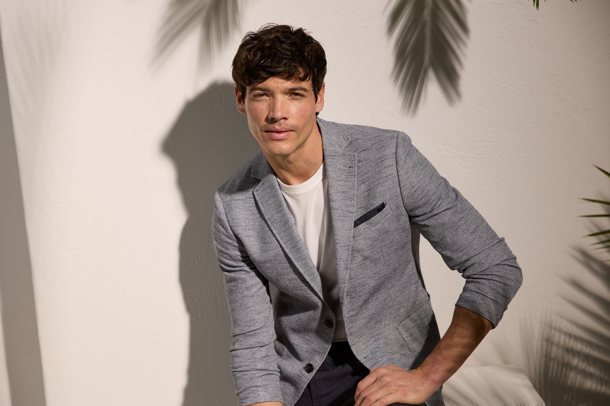 Bruno Banani Sakko mit Reverskragen, melierte Optik, Slim Fit Passform