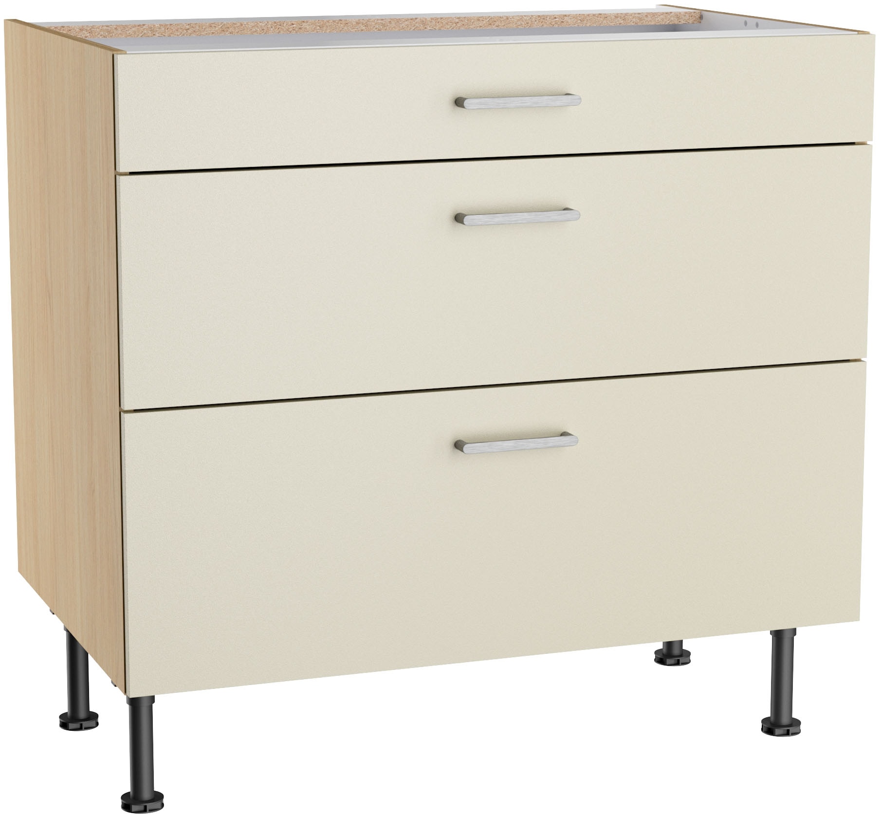 KOCHSTATION Unterschrank »KS-Lucy« Breite 90 cm, 1 Schubkasten, 2 Auszügen, Soft-Close, verstellbare Füße