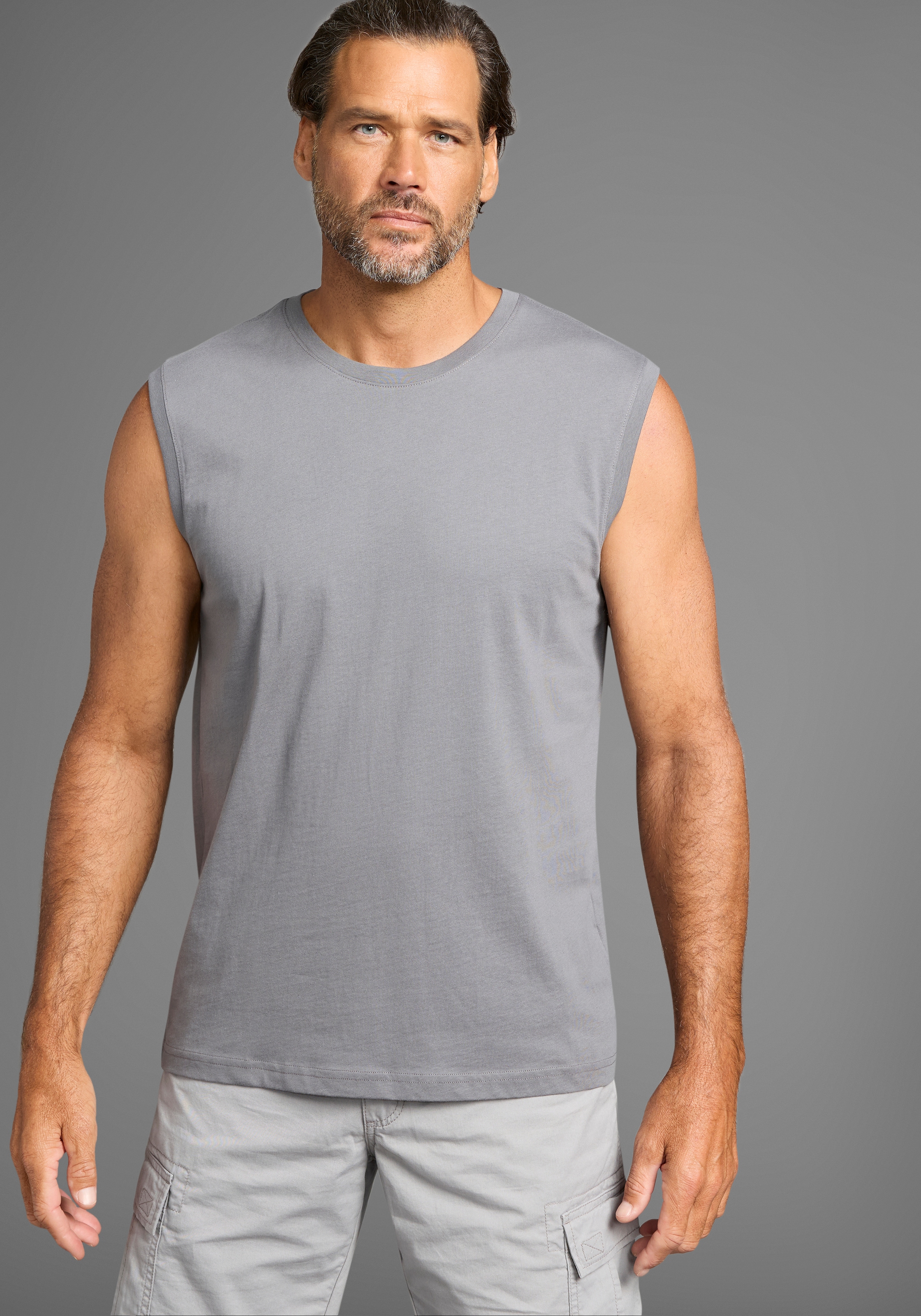 Man's World Muscleshirt, (2er-Pack), ärmellos, bedruckt, Rundhalsausschnitt, aus 100% Baumwolle