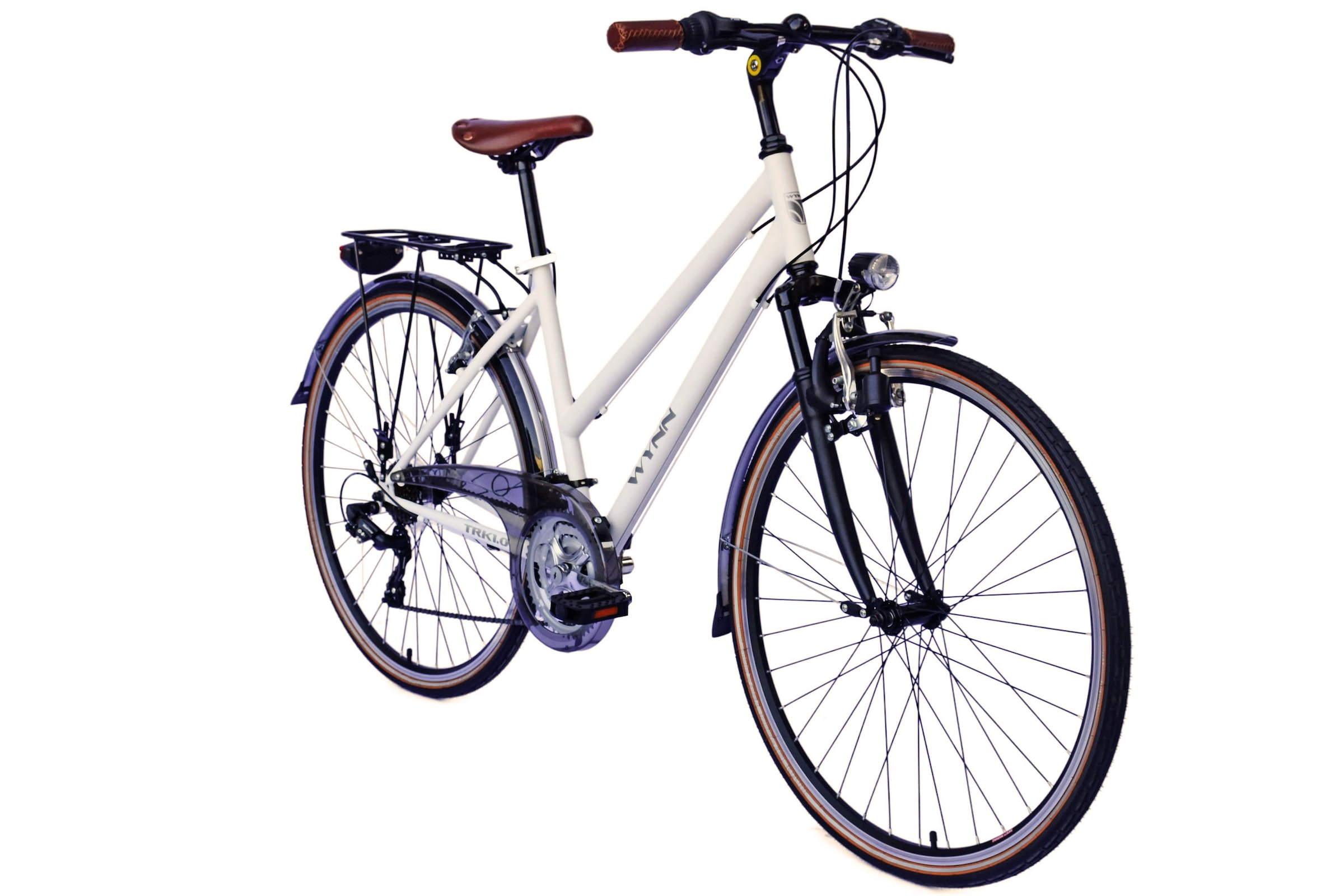 WYNN Trekkingrad »Trekkingrad 28 Zoll Shimano Tourney 21 Gang TRK1.0 Federgabel Weiß« 21 Gang Shimano Tourney Schaltwerk