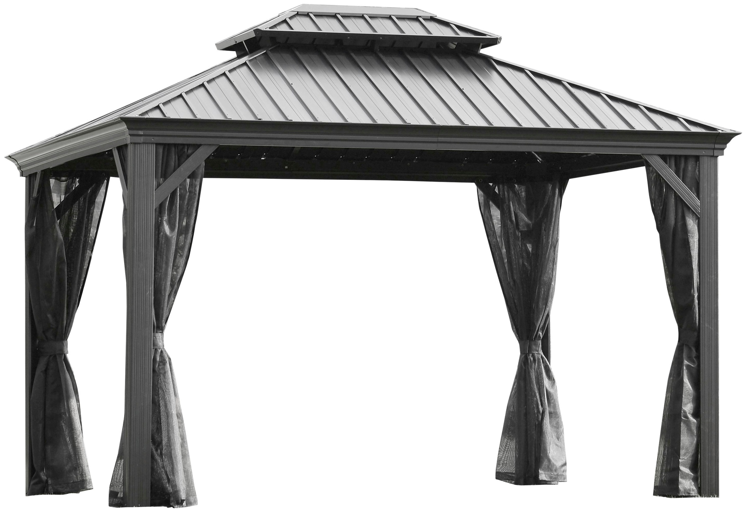 Pavillonseitenteil „Vorhang-Set“, für Pavillon He_lena, 3,65 x 3 m grau grau