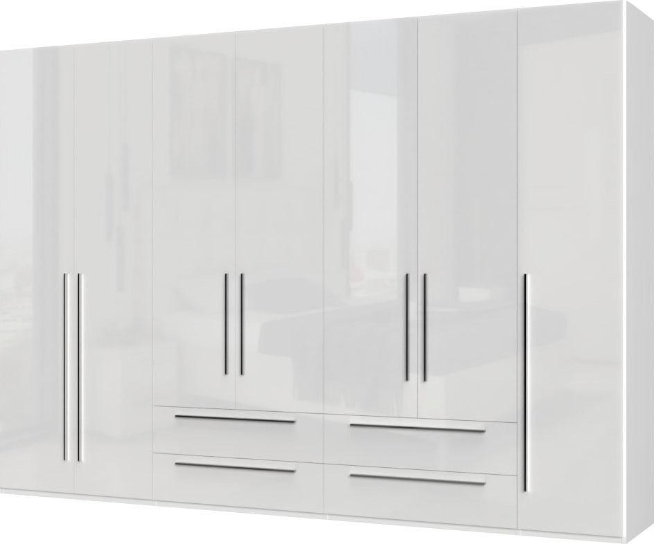 Places of Style Kleiderschrank »Piano, UV lackiert, hochglänzend in beige oder weiß, FSC-zertifiziert«, (mit 4 Schubladen), 272 oder 317cm breit, Höhe 224cm, mit Soft-Close Funktion